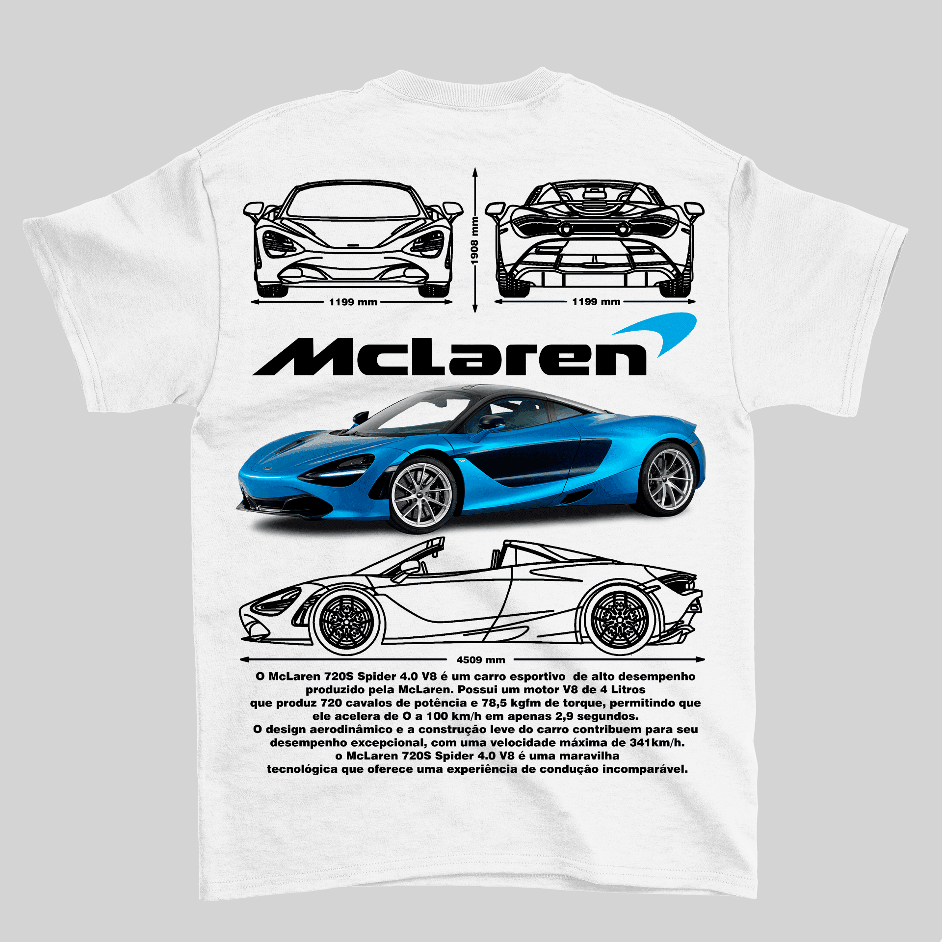 Camiseta Mclaren 720s Spider - GTS104 - Loja GTS Customs