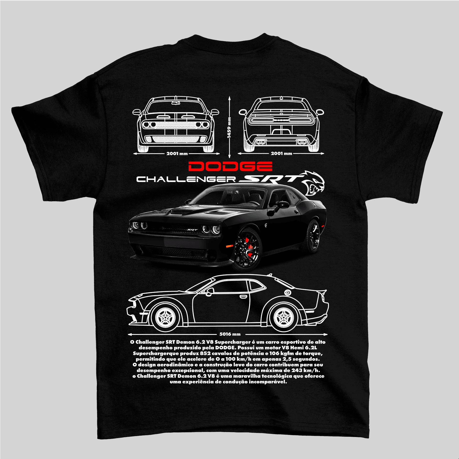 Camiseta Dodge Challenger SRT - GTS94 - Loja GTS Customs