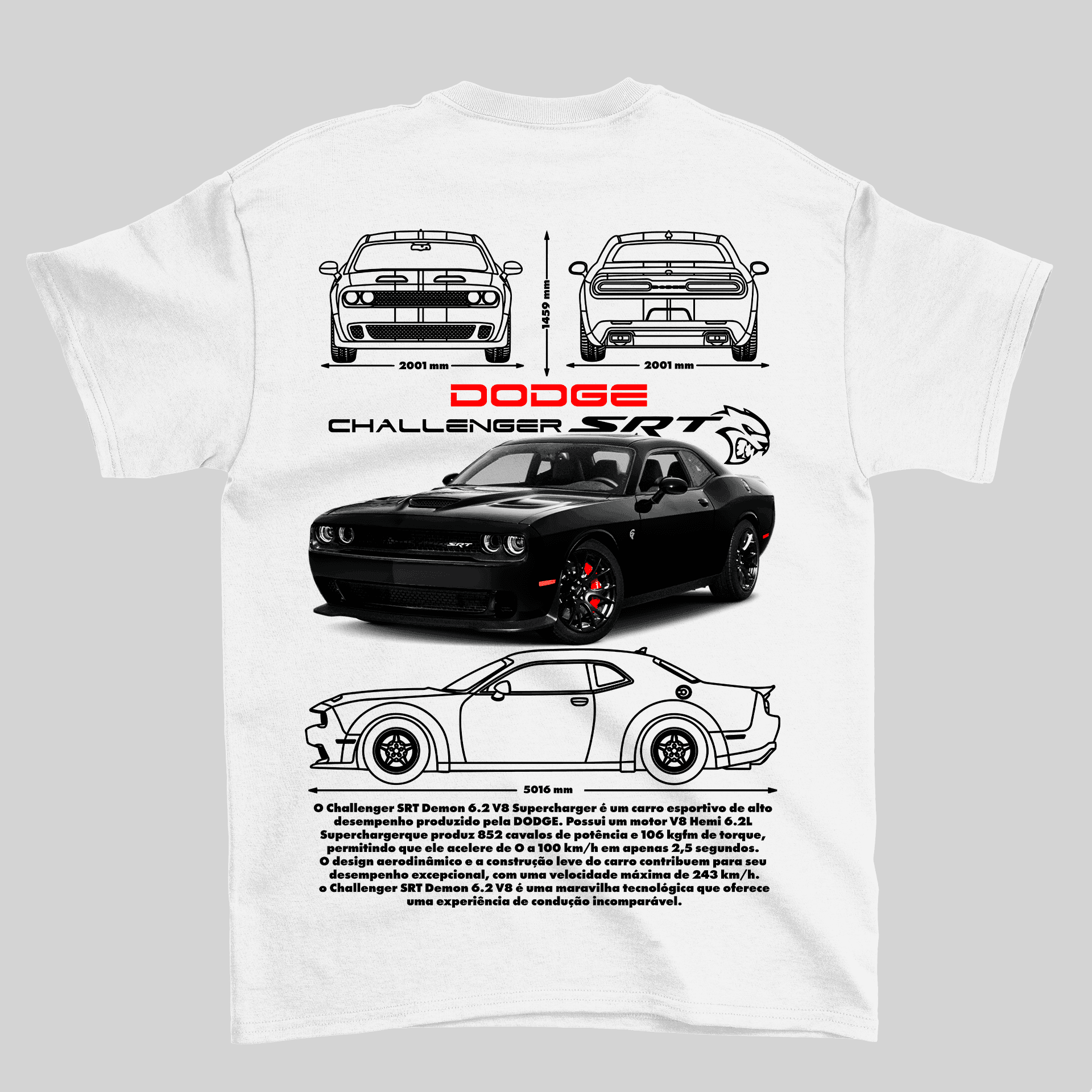 Camiseta Dodge Challenger SRT - GTS94 - Loja GTS Customs