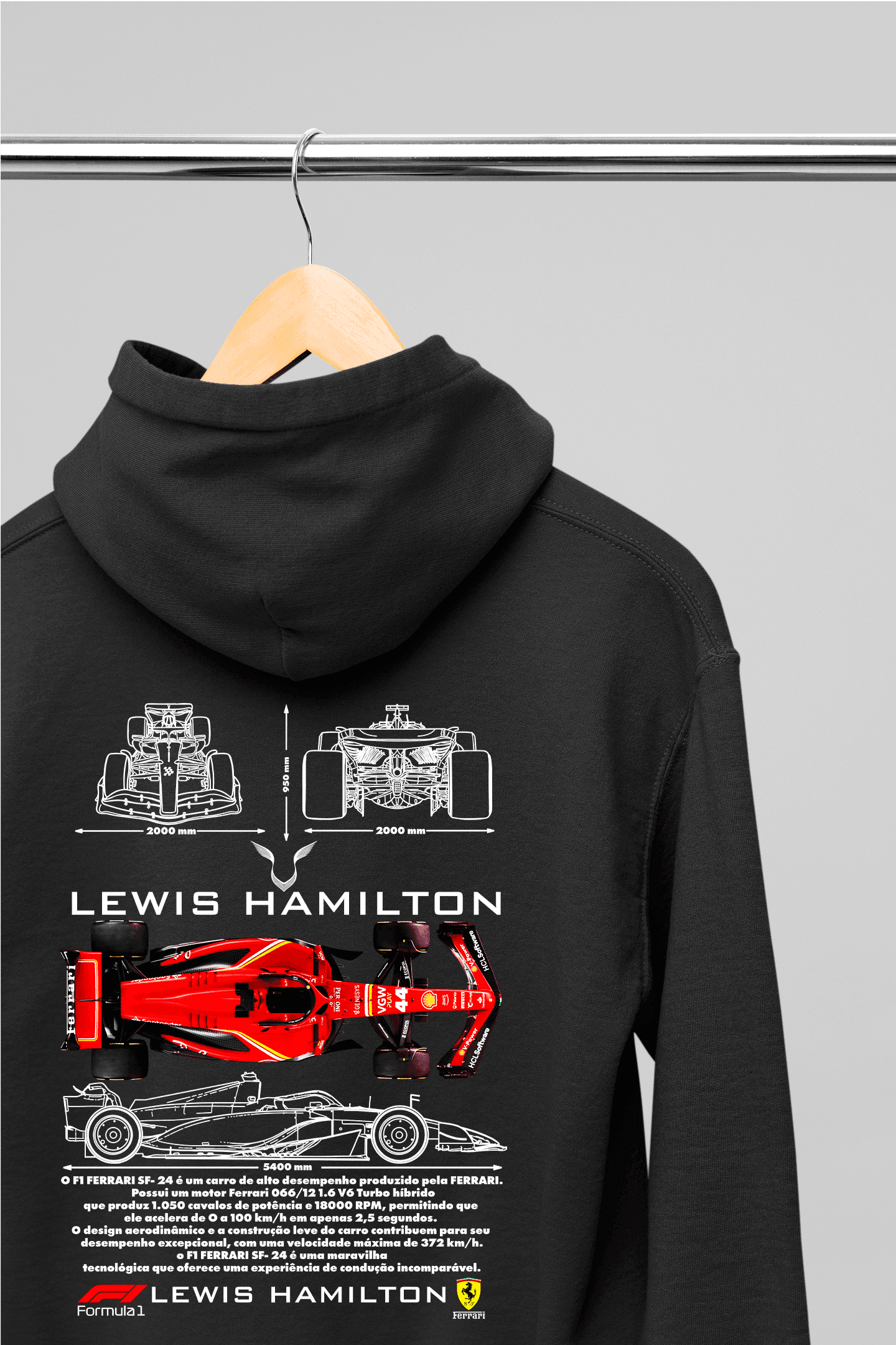 Moletom com Capuz Formula 1 Lewis Hamilton - GTSC13 - Loja GTS Customs