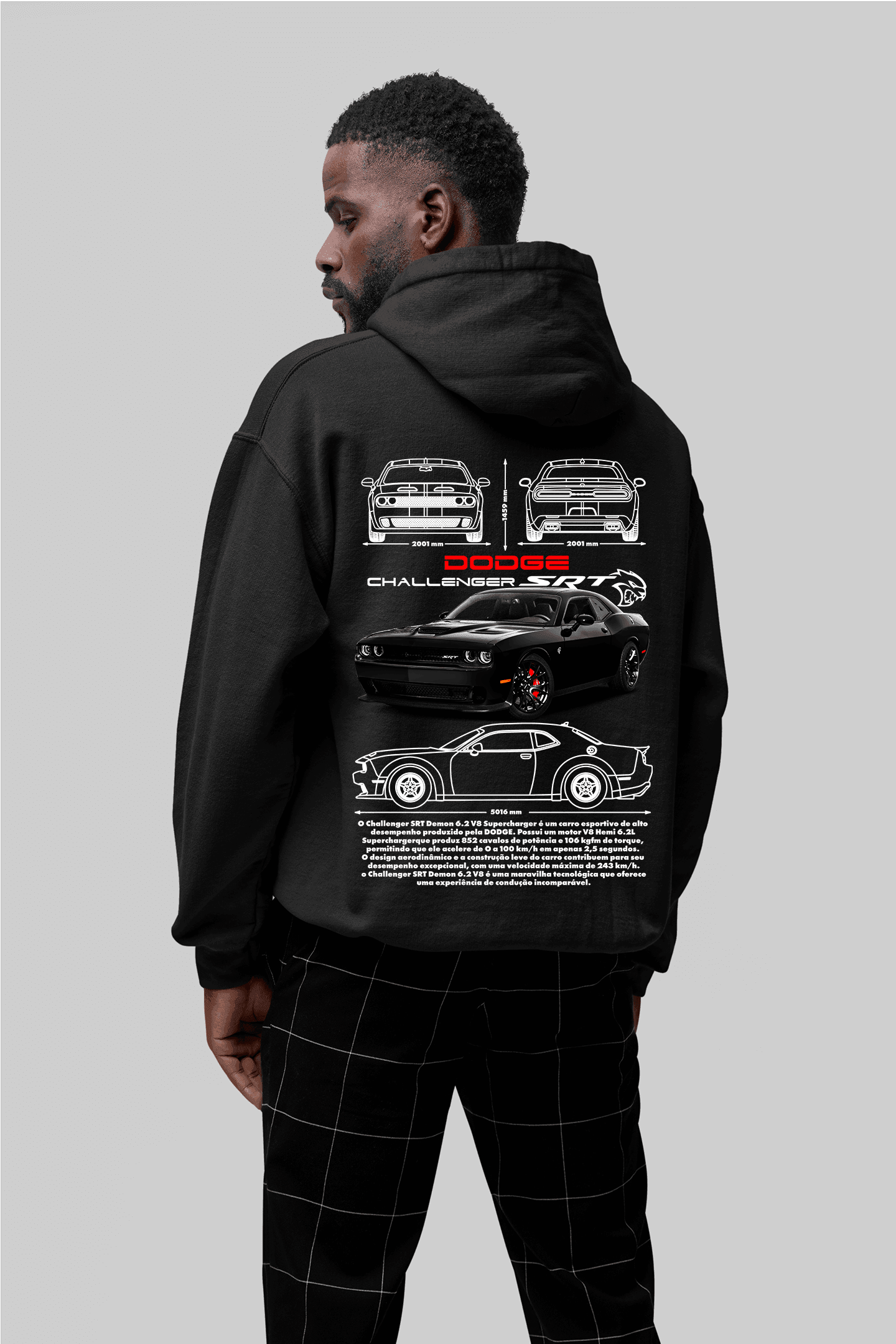 Moletom com Capuz dodge challenger SRT - GTSC12 - Loja GTS Customs