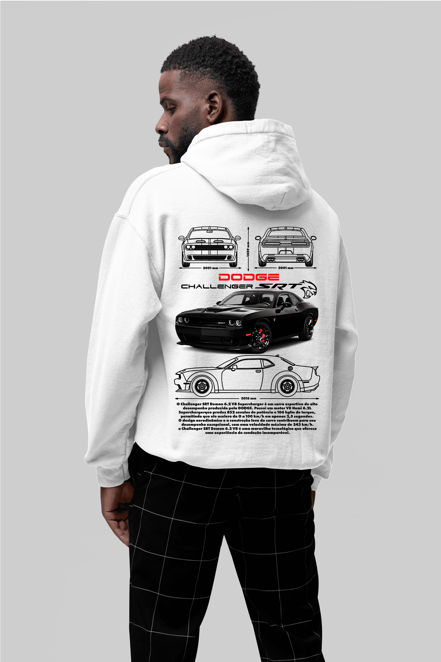 Moletom com Capuz dodge challenger SRT - GTSC12 - Loja GTS Customs