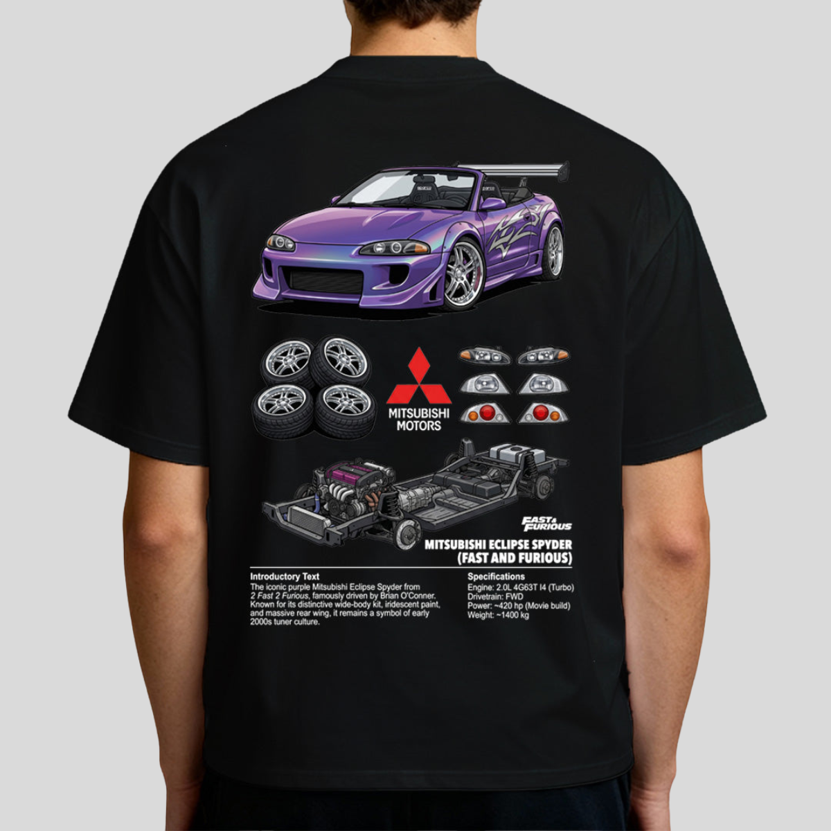 Camiseta do Brian + Mitsubishi Eclipse Velozes e Furiosos - GTS247-D