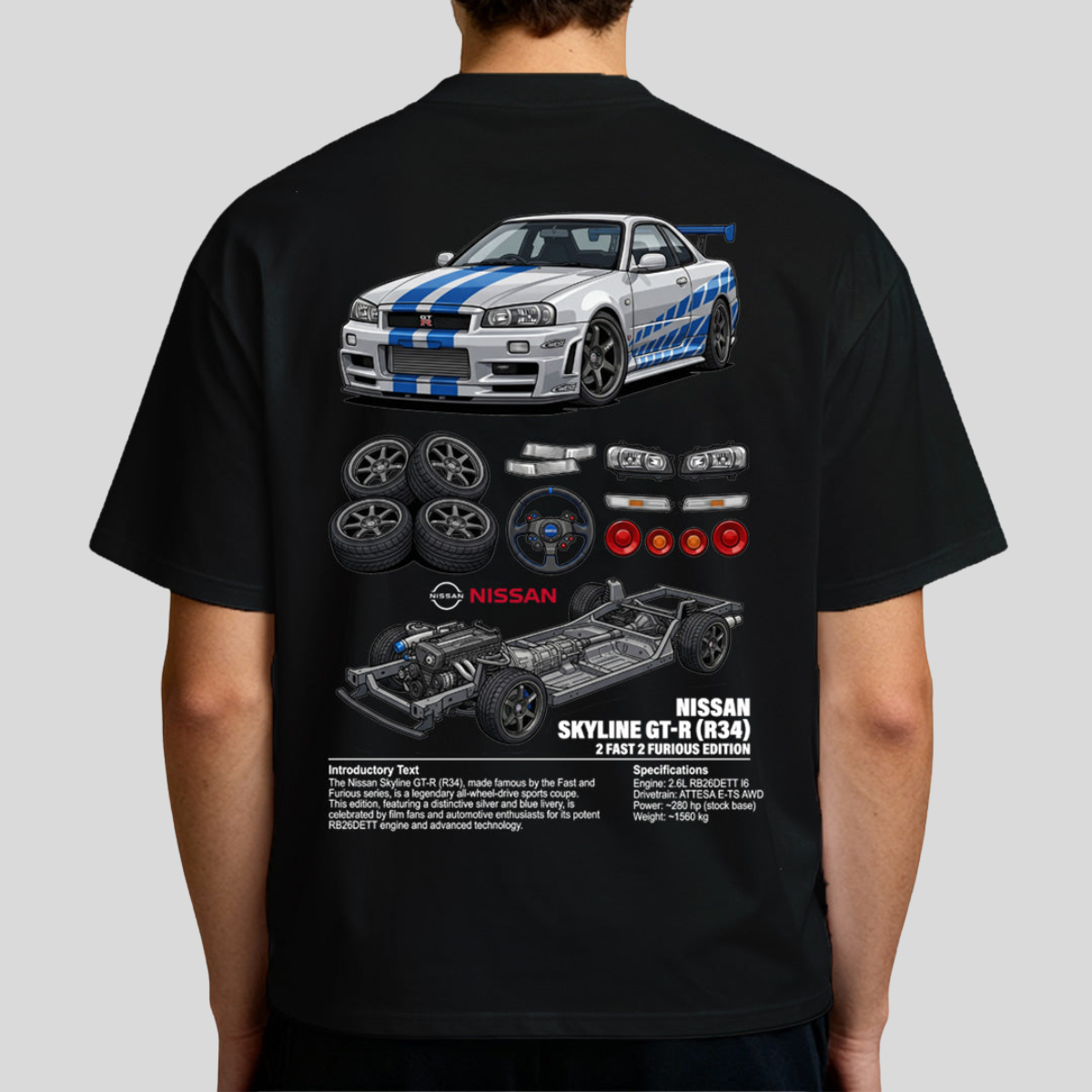 Camiseta do Brian + Skyline GT-R Velozes e Furiosos - GTS247-A