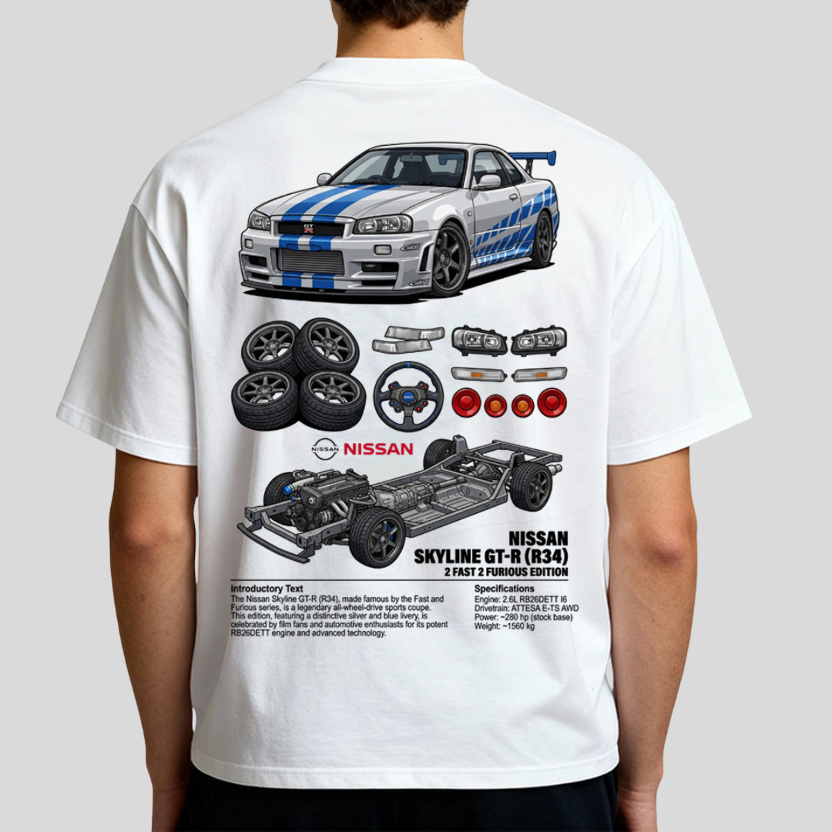 Camiseta do Brian + Skyline GT-R Velozes e Furiosos - GTS247-A