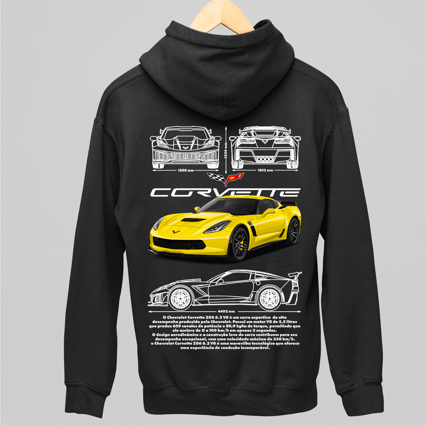 Moletom com Capuz Corvette Z06 - GTSC14 - Loja GTS Customs