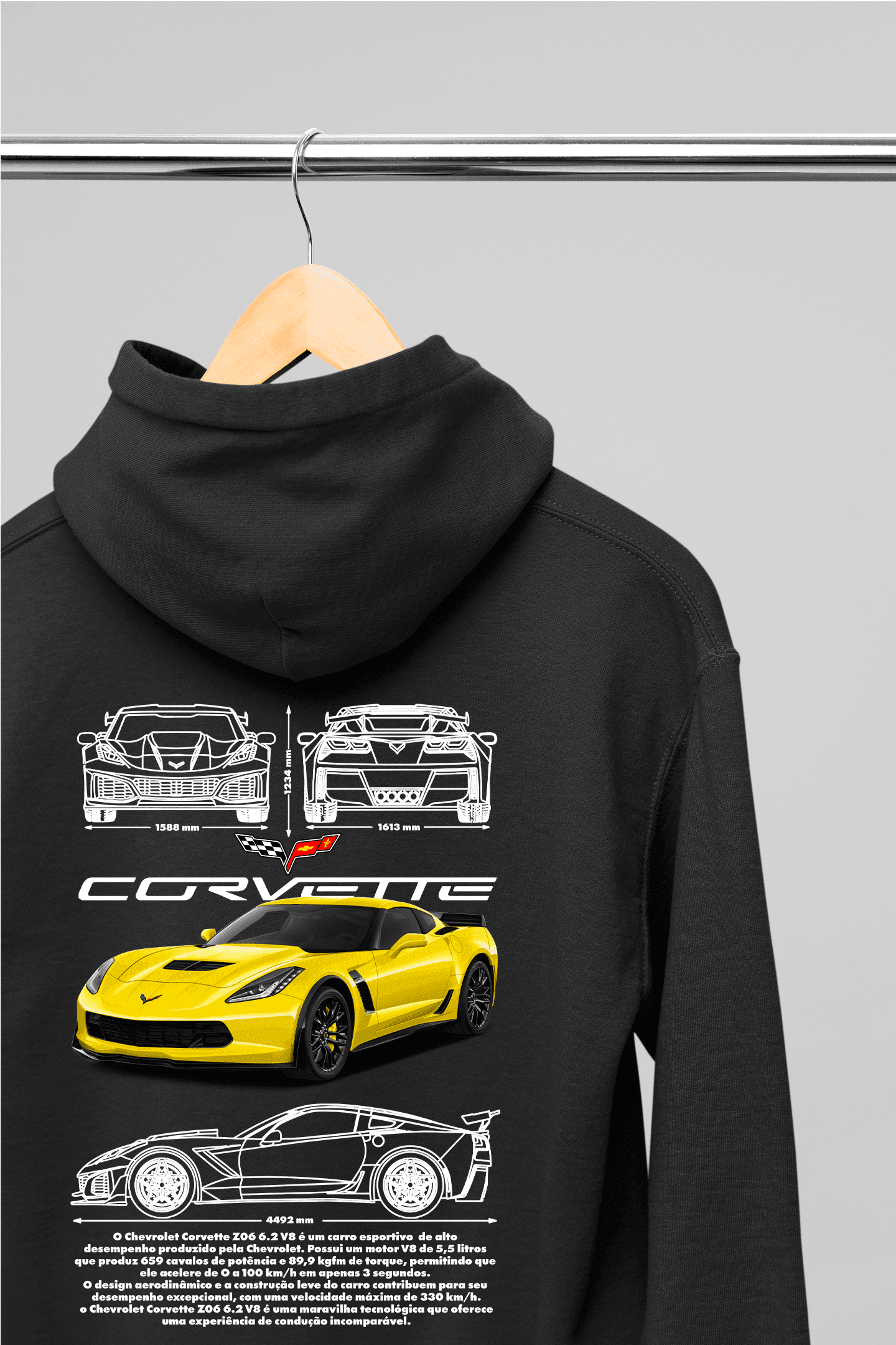 Moletom com Capuz Corvette Z06 - GTSC14 - Loja GTS Customs