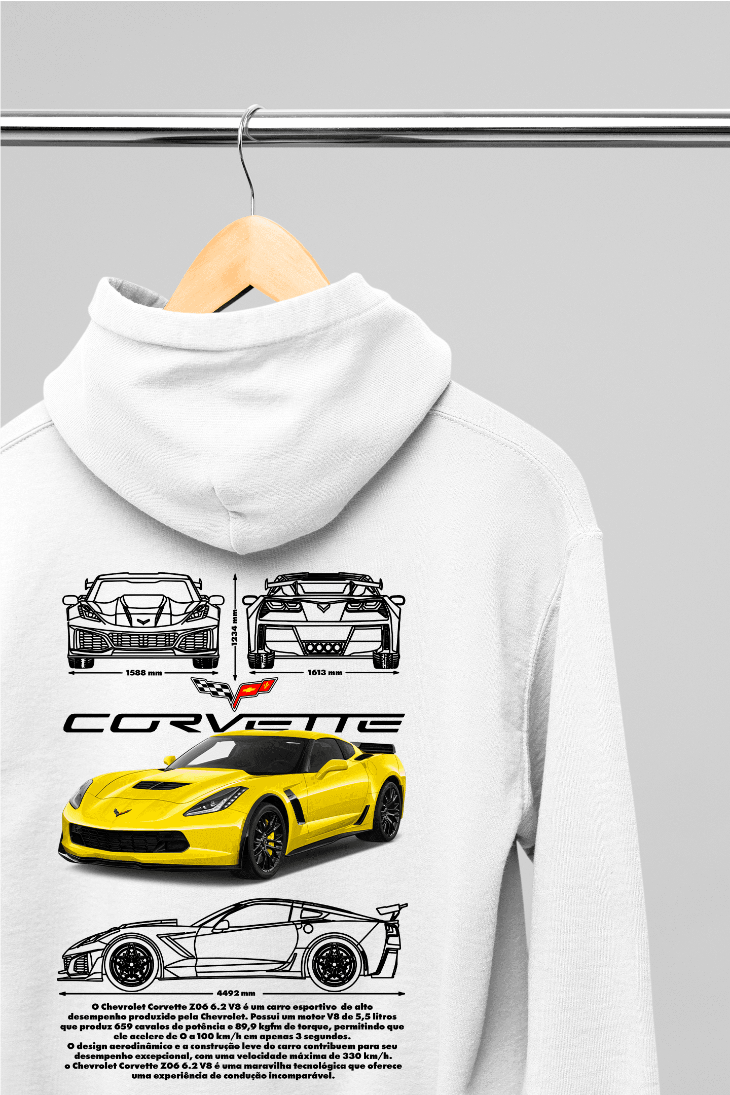 Moletom com Capuz Corvette Z06 - GTSC14 - Loja GTS Customs