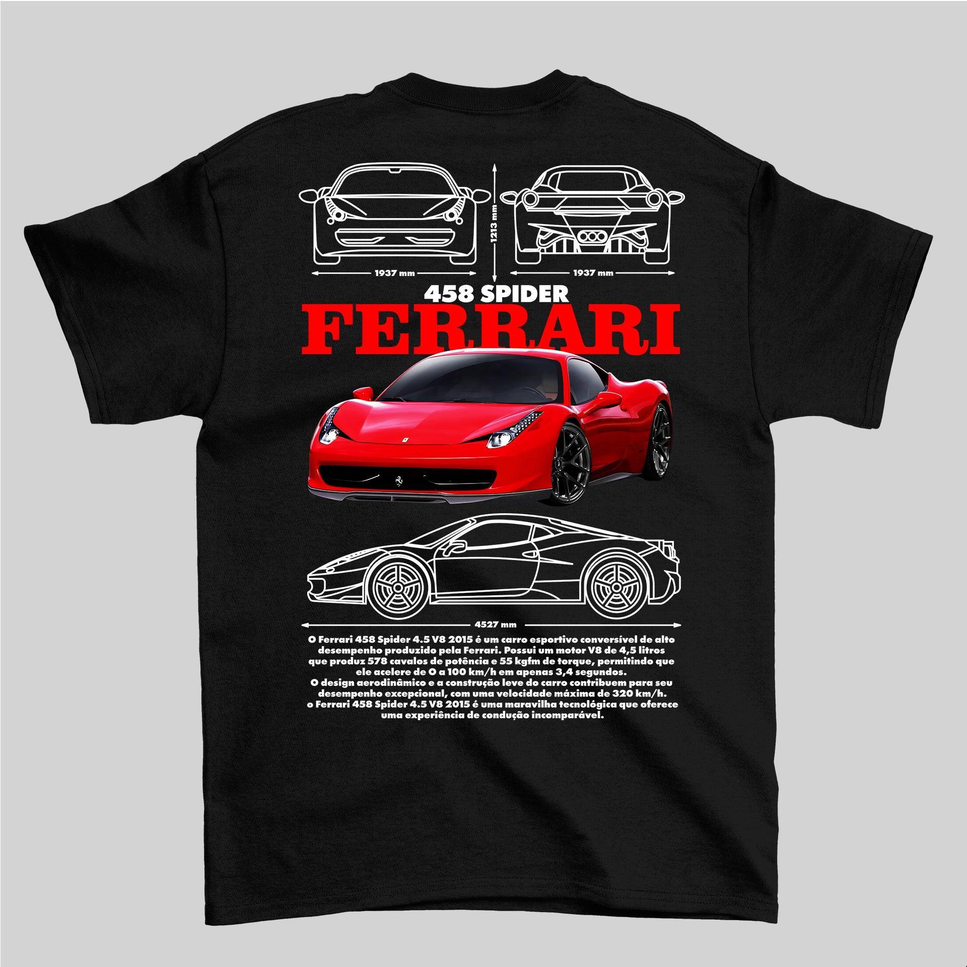 Camiseta Ferrari 458 Spider - GTS75 - Loja GTS Customs