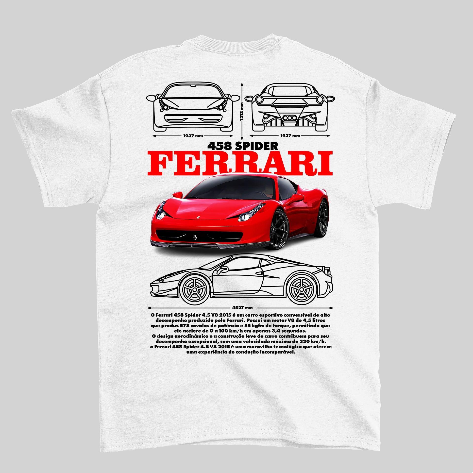 Camiseta Ferrari 458 Spider - GTS75 - Loja GTS Customs
