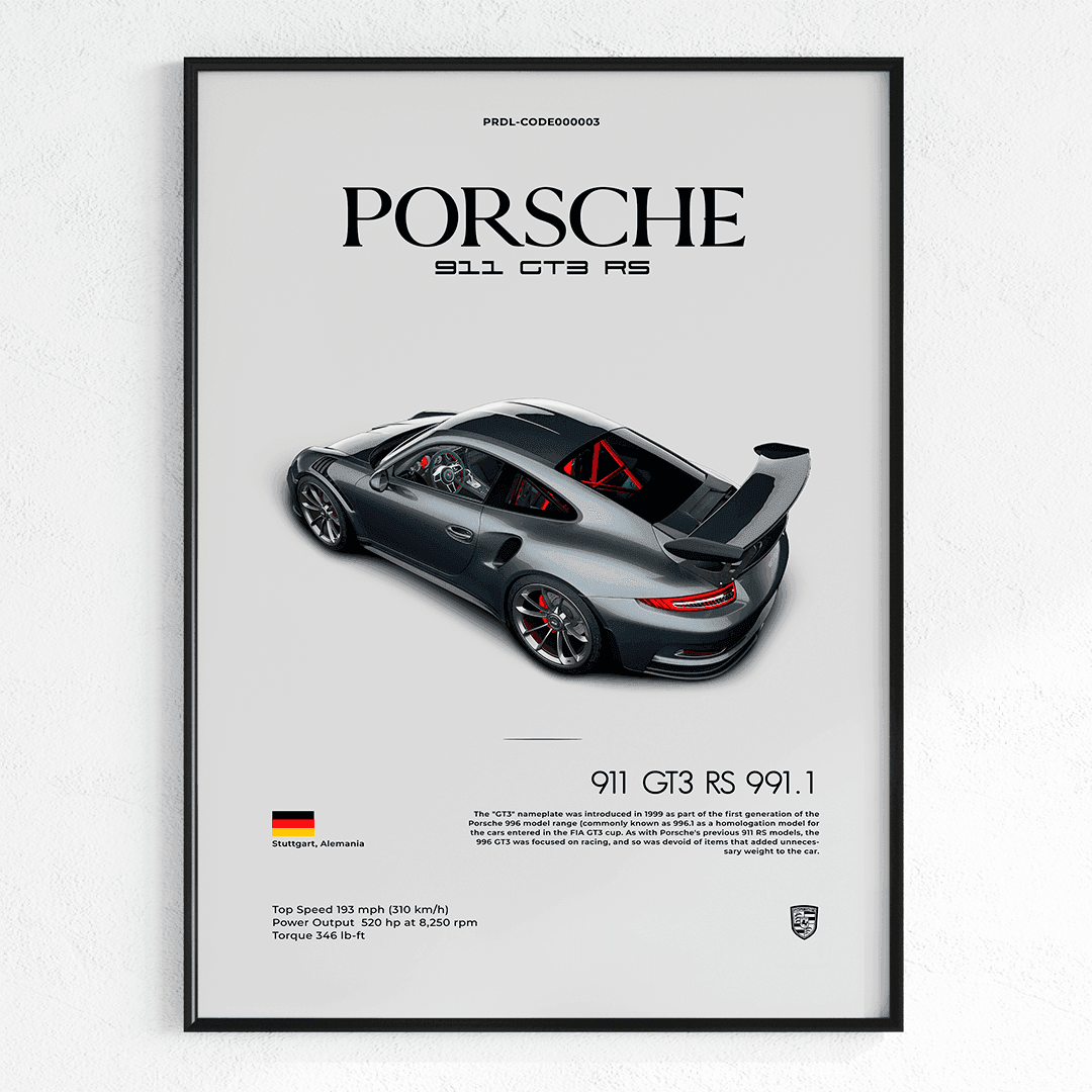 Quadro Decorativo Porsche 911 GT3 RS - GTSQ4 - Loja GTS Customs