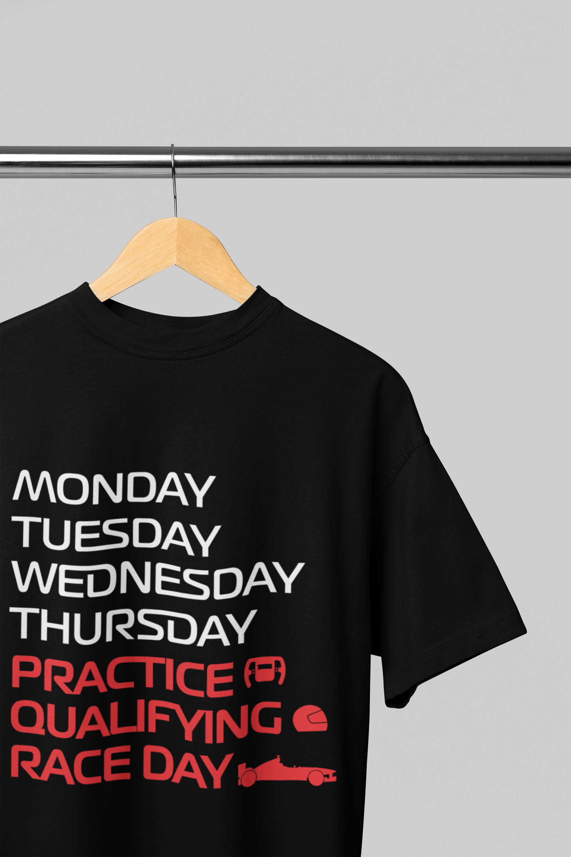 Camiseta Oversized Formula 1 - Dias da semana - Loja GTS Customs