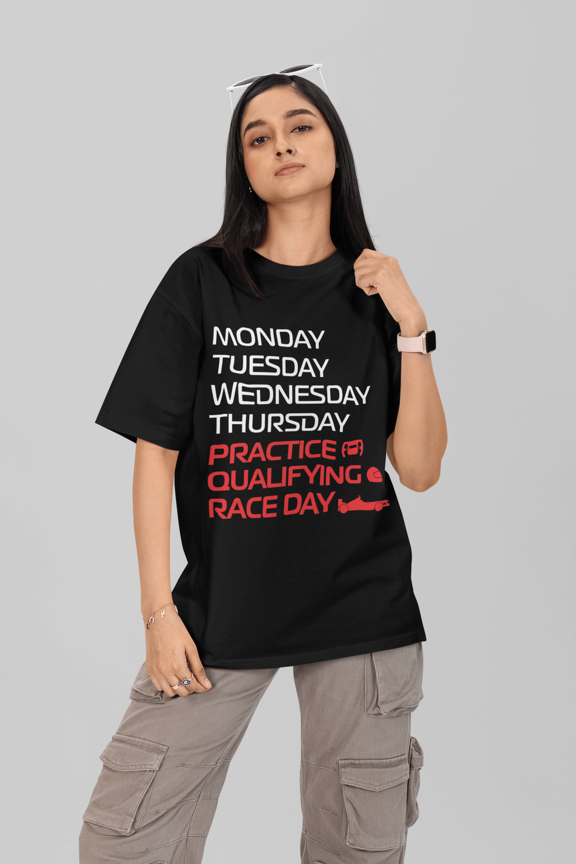 Camiseta Oversized Formula 1 - Dias da semana - Loja GTS Customs