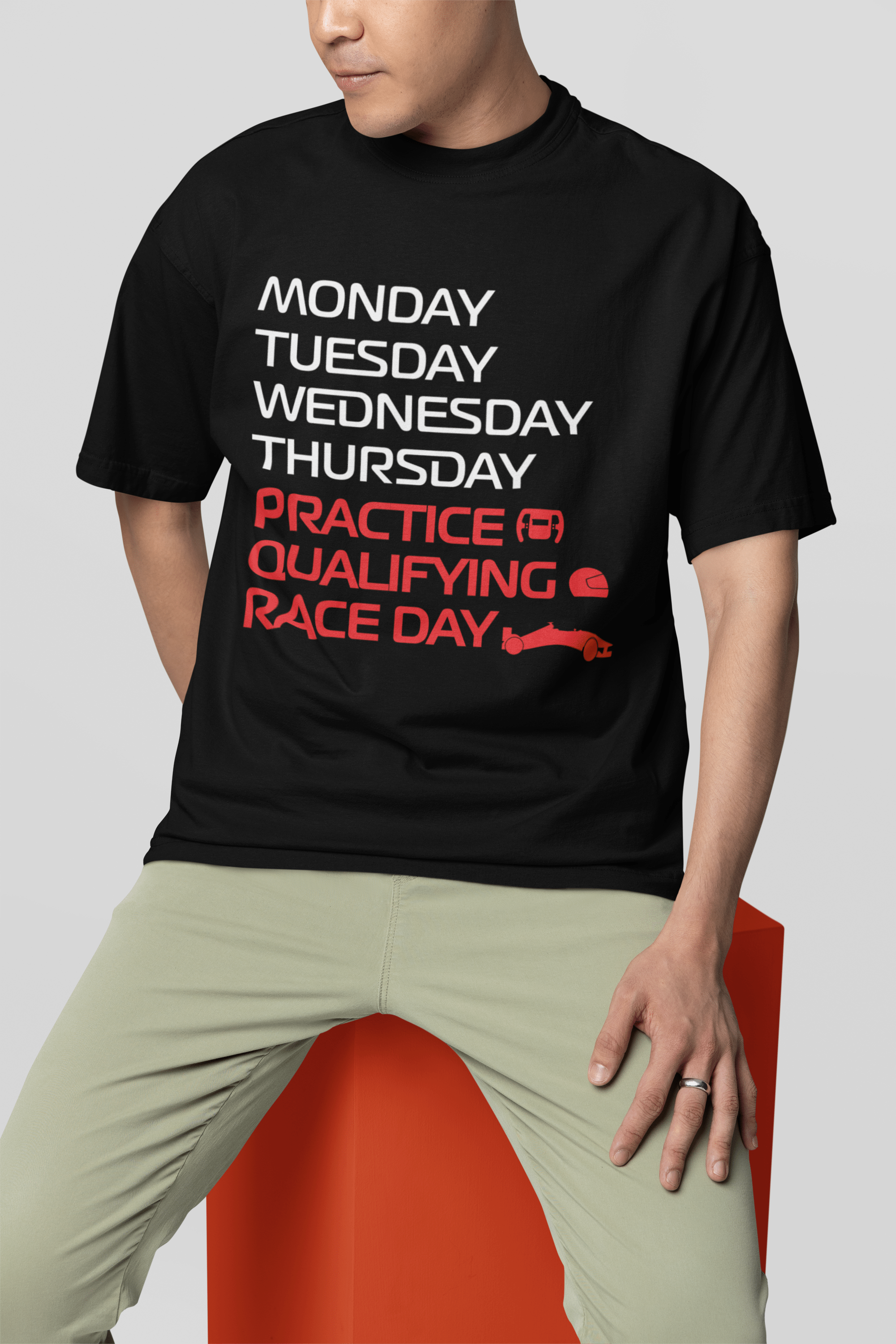 Camiseta Oversized Formula 1 - Dias da semana - Loja GTS Customs