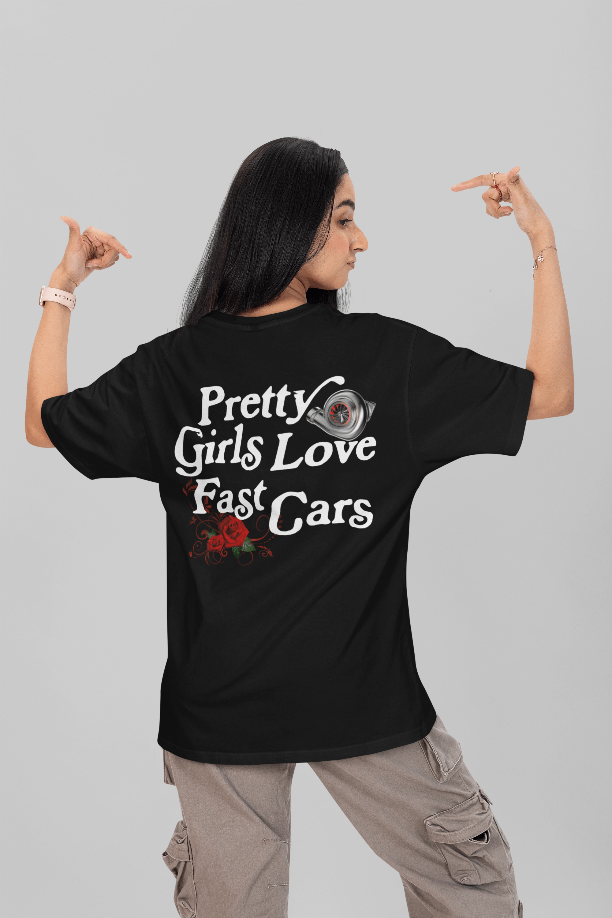 Camiseta Oversized Pretty Girls Love Fast Cars - GTSO31 - Loja GTS Customs