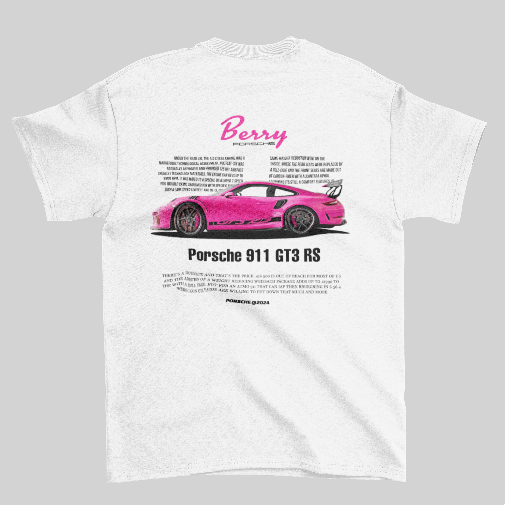 Camiseta Porsche Berry Pink - GTS138 - Loja GTS Customs