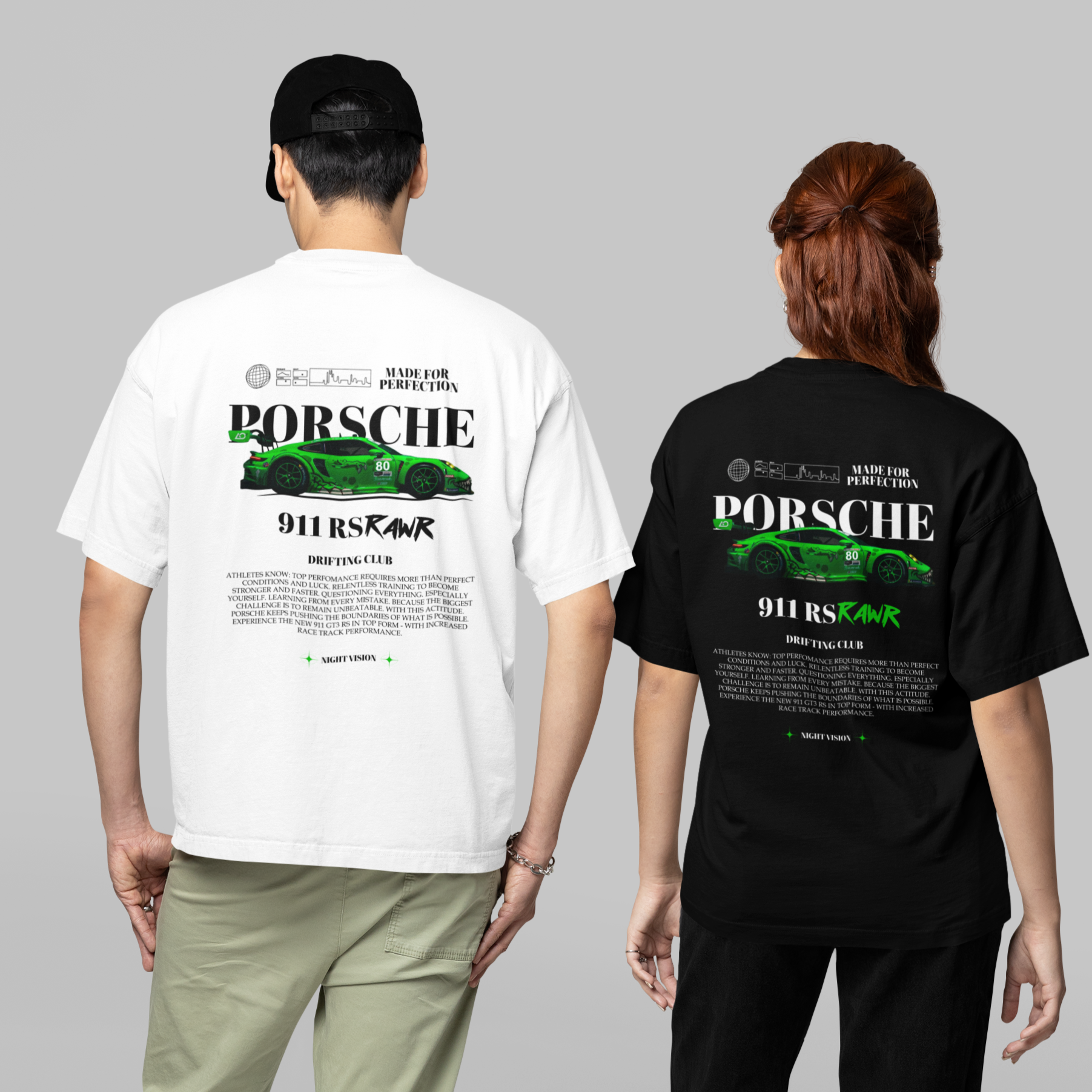 Kit Casal Camisetas Oversized Porshe 911 RS Rawr - GTSK4 - Loja GTS Customs