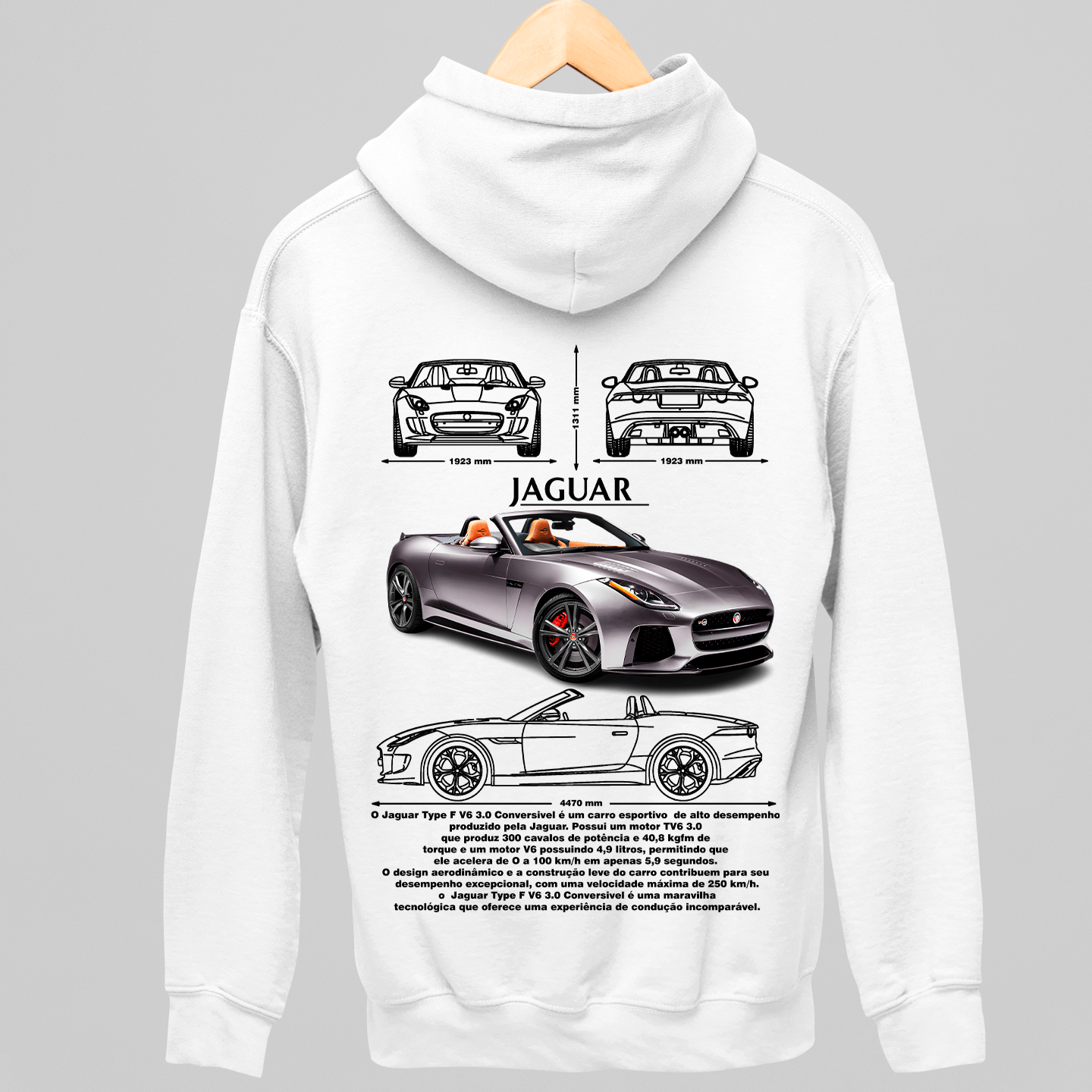 Moletom Com Capuz Jaguar F-type - GTSC22 - Loja GTS Customs