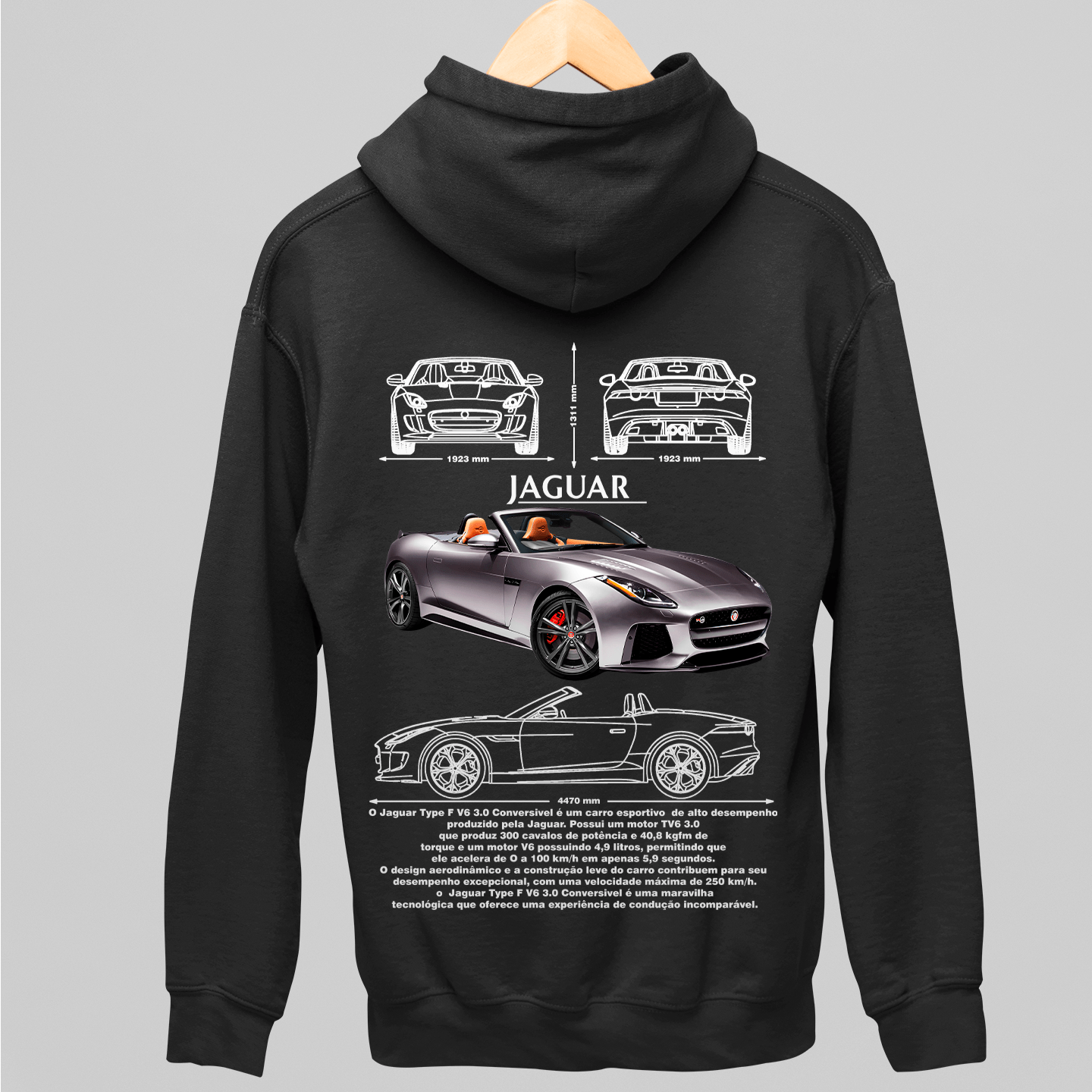 Moletom Com Capuz Jaguar F-type - GTSC22 - Loja GTS Customs