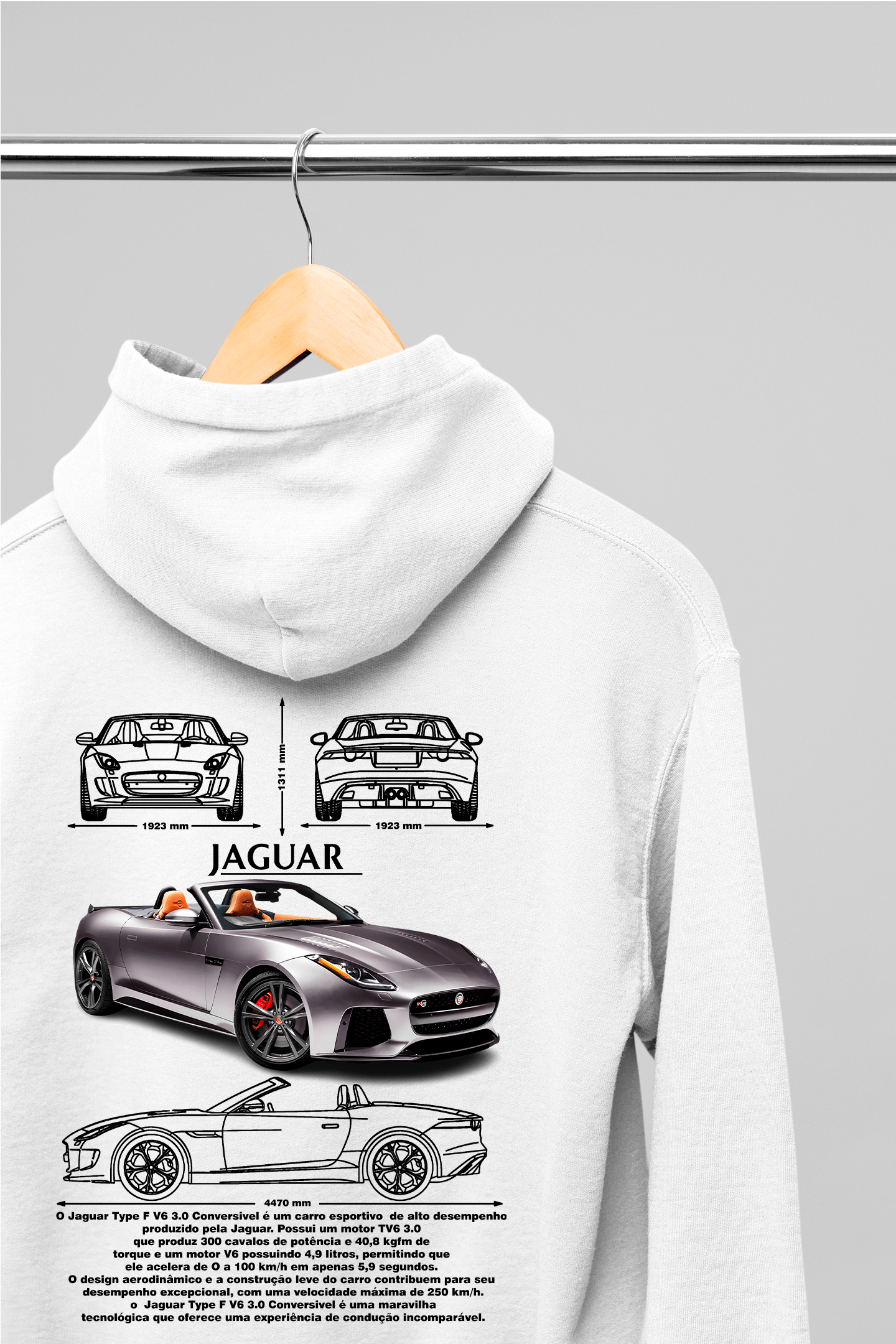 Moletom Com Capuz Jaguar F-type - GTSC22 - Loja GTS Customs