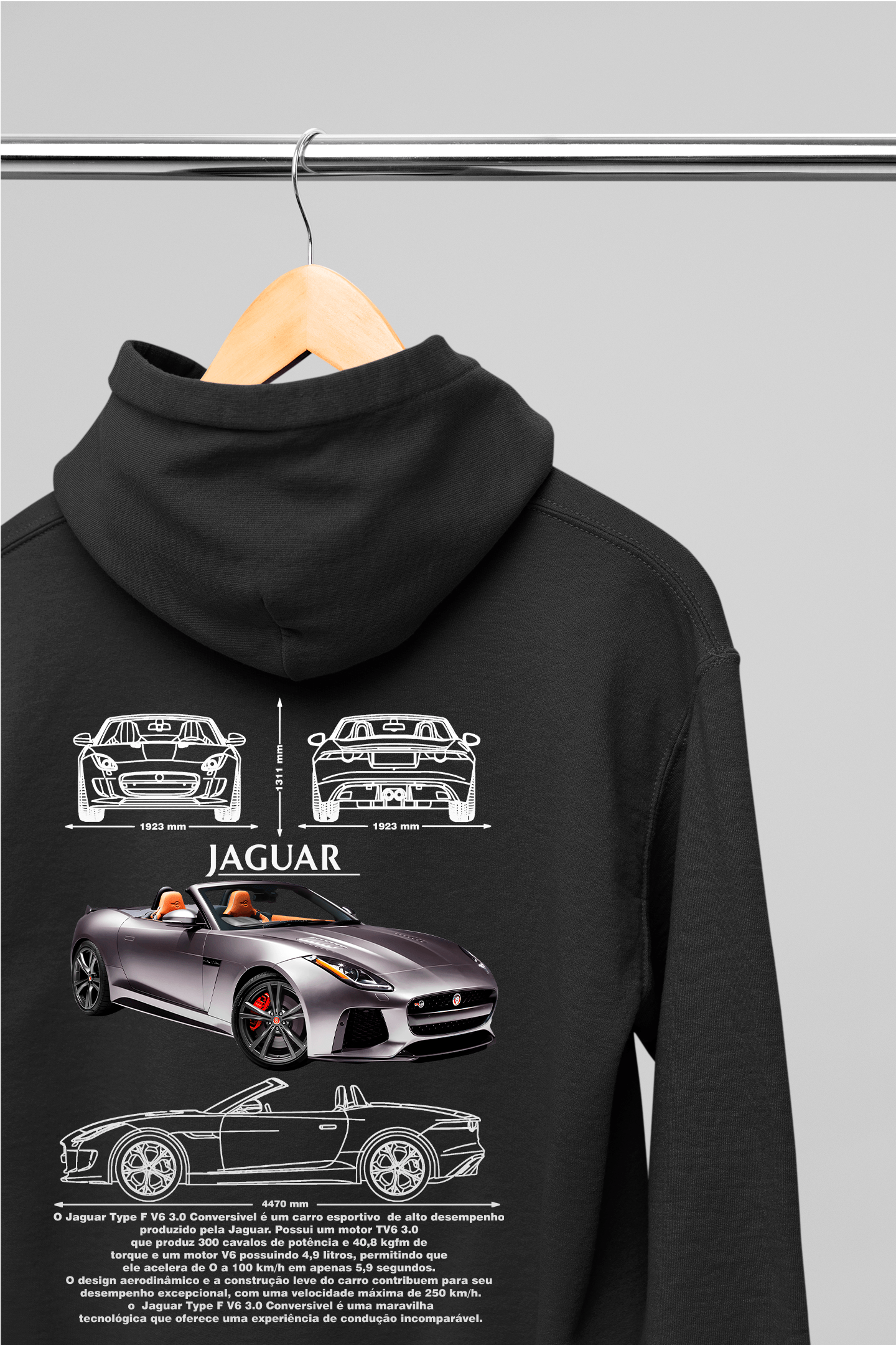 Moletom Com Capuz Jaguar F-type - GTSC22 - Loja GTS Customs