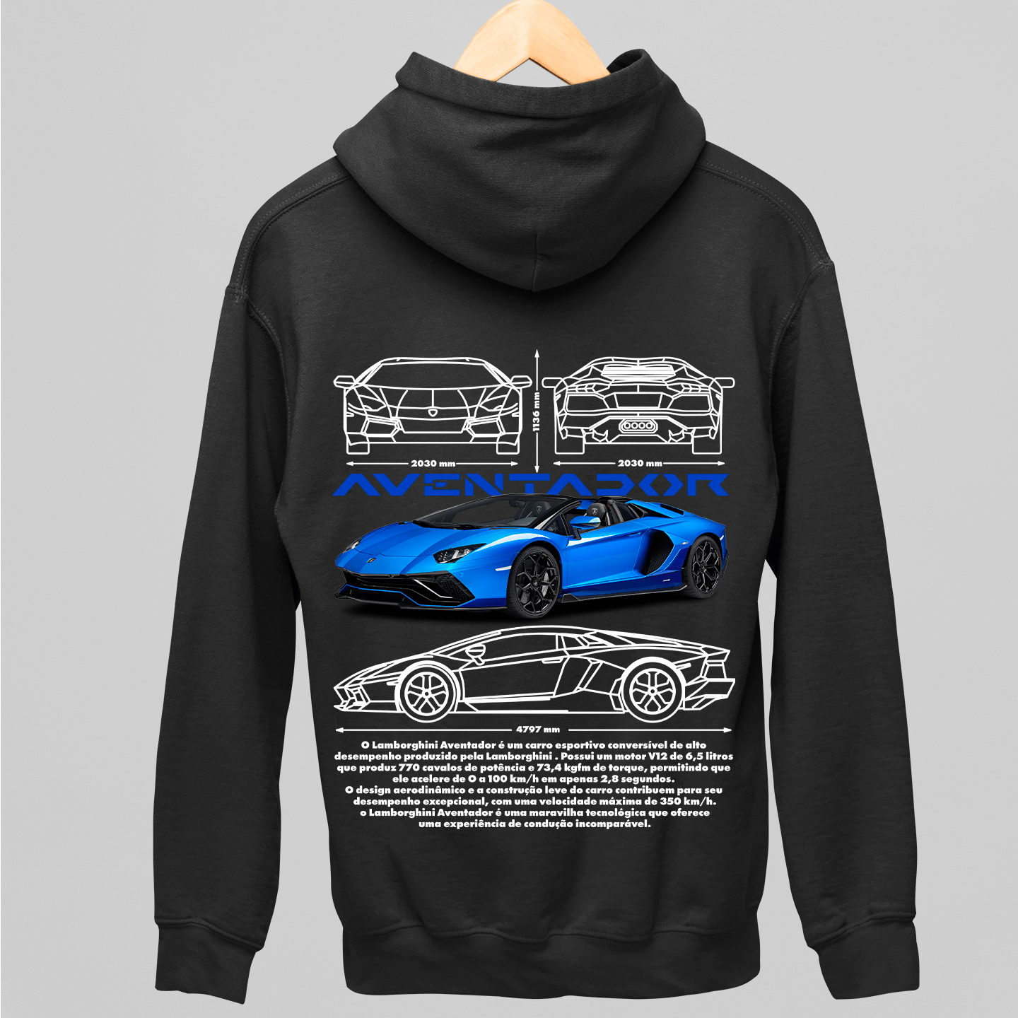 Moletom Com Capuz Lamborghini Aventador - GTSC25 - Loja GTS Customs