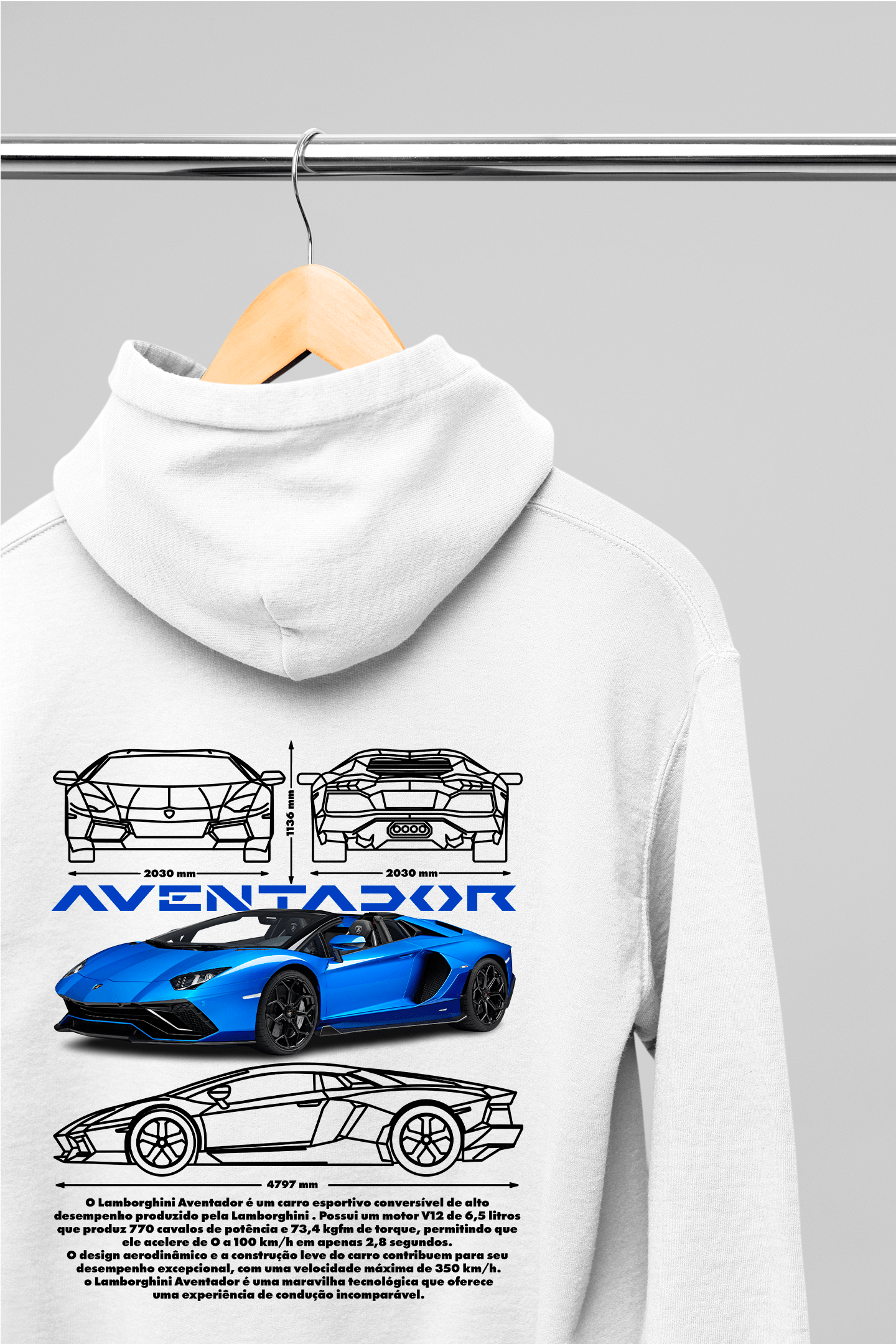 Moletom Com Capuz Lamborghini Aventador - GTSC25 - Loja GTS Customs
