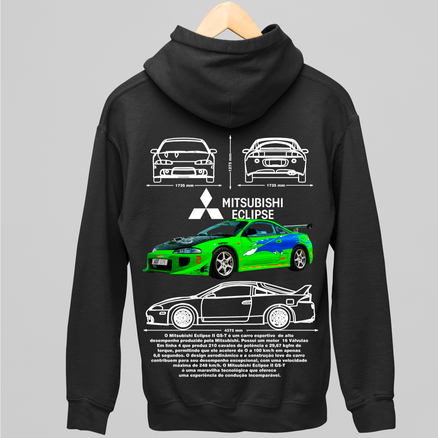 Moletom Com Capuz Mitsubishi Eclipse do Brian - GTSC20 - Loja GTS Customs