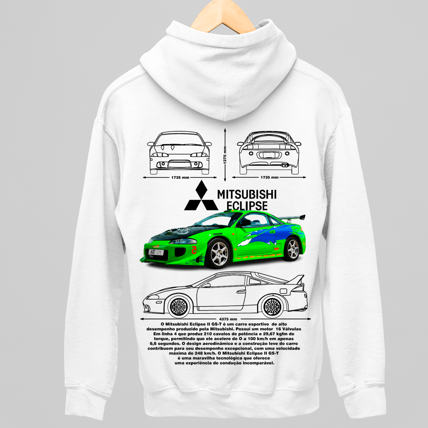Moletom Com Capuz Mitsubishi Eclipse do Brian - GTSC20 - Loja GTS Customs