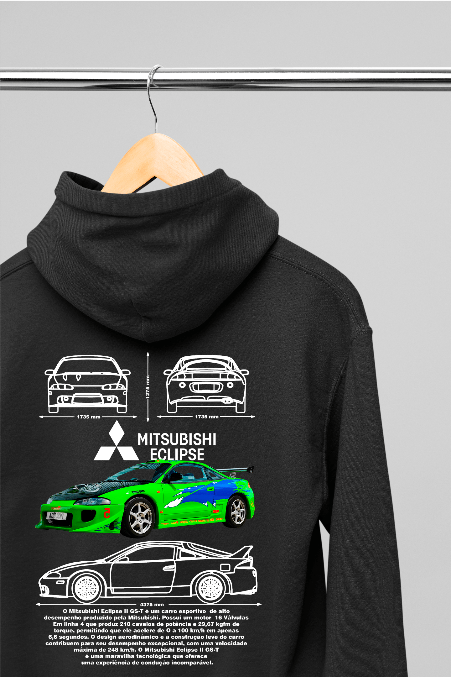 Moletom Com Capuz Mitsubishi Eclipse do Brian - GTSC20 - Loja GTS Customs