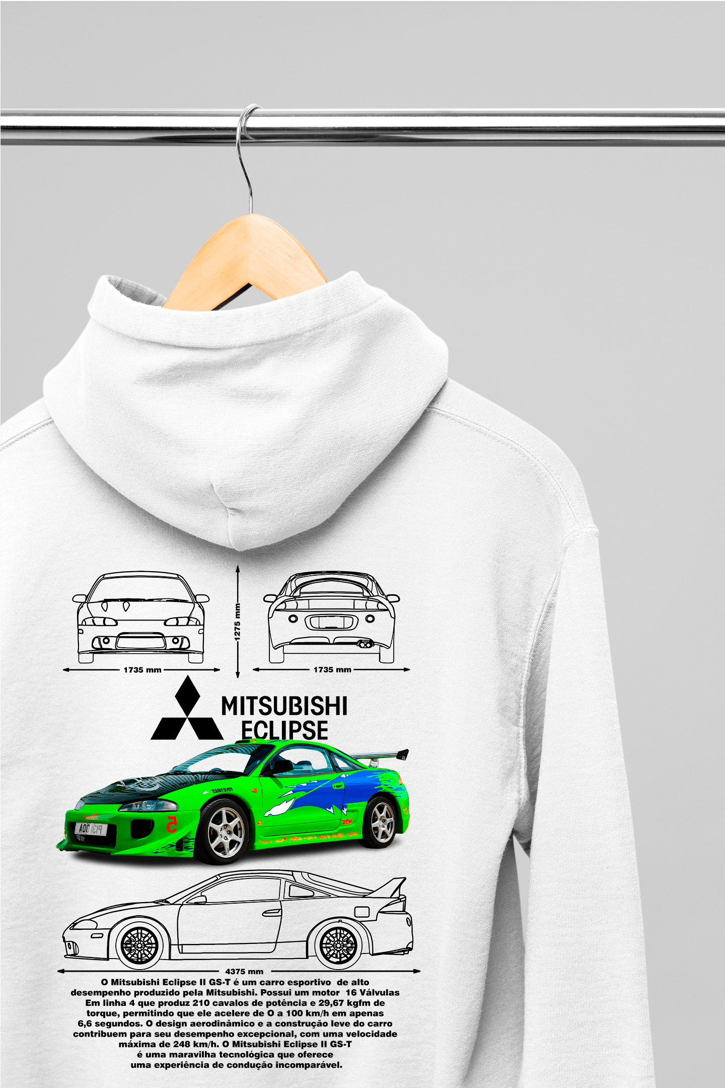 Moletom Com Capuz Mitsubishi Eclipse do Brian - GTSC20 - Loja GTS Customs