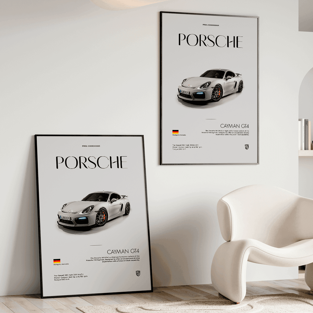 Quadro Decorativo Porsche Cayman GT4 - GTSQ10 - Loja GTS Customs
