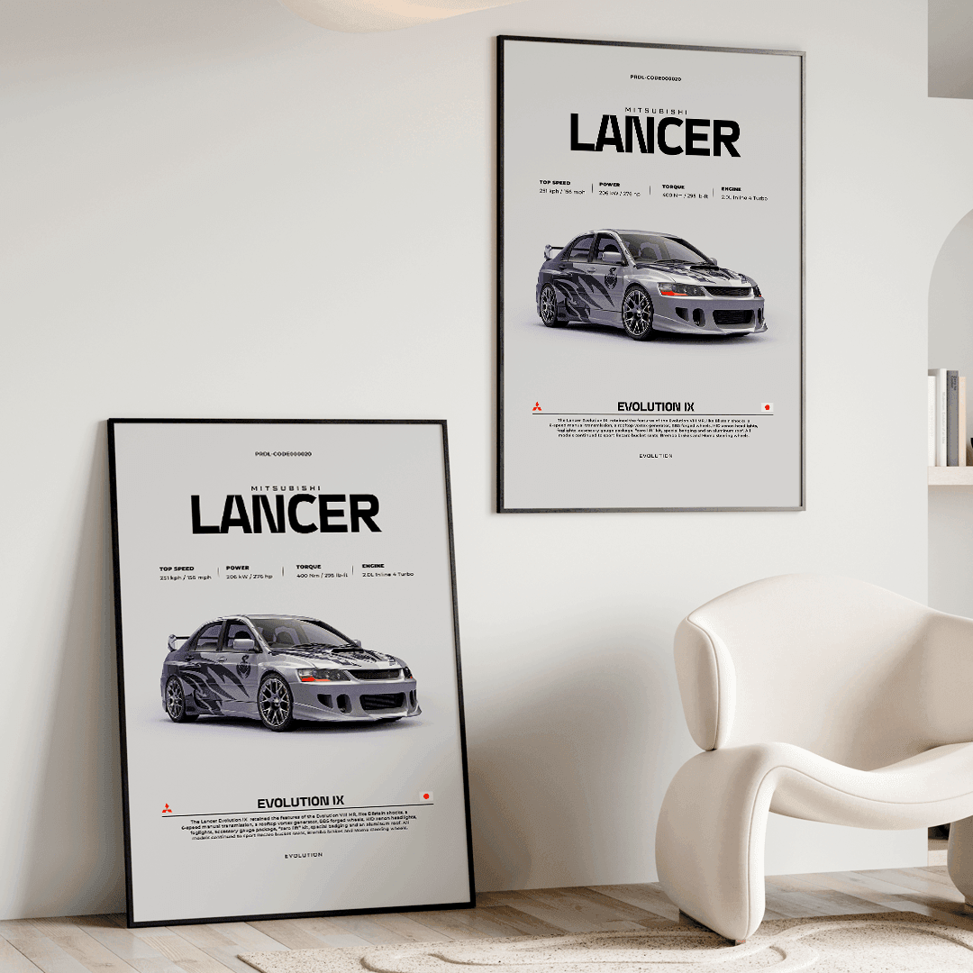 Quadro Decorativo Mitsubishi Lancer Evo IX - GTSQ9 - Loja GTS Customs
