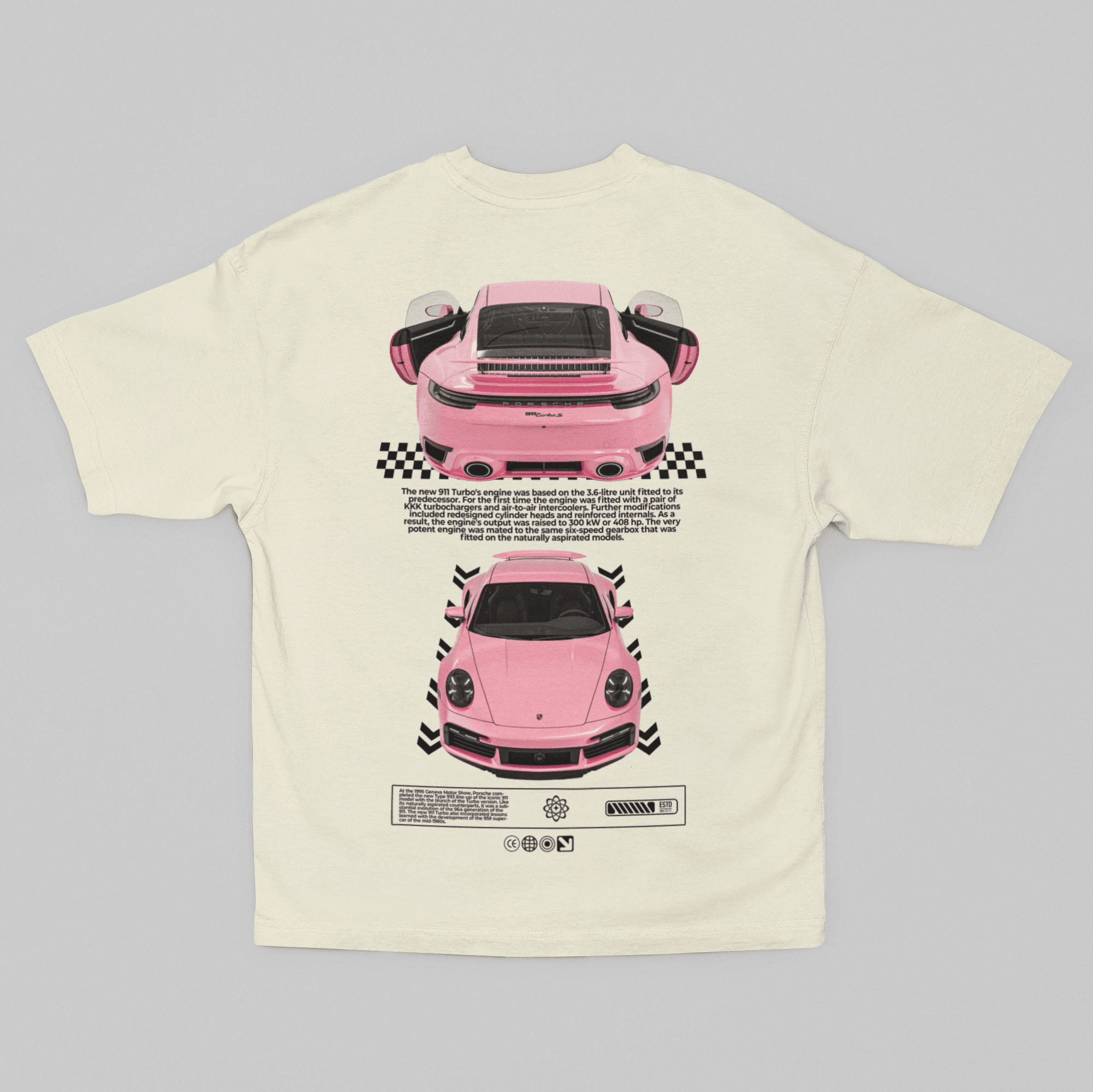 Camiseta Oversized Porsche 911 Turbo Pink - GTS64 - Loja GTS Customs