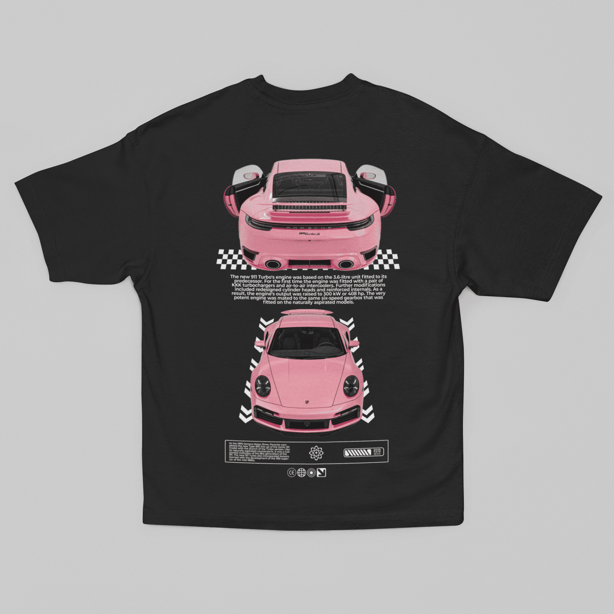 Camiseta Oversized Porsche 911 Turbo Pink - GTS64 - Loja GTS Customs