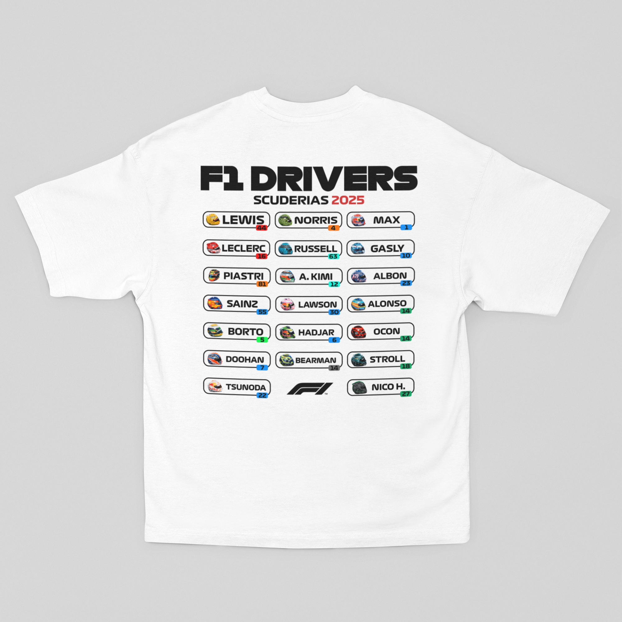 Camiseta Oversized Formula 1 Drivers - GTSO51