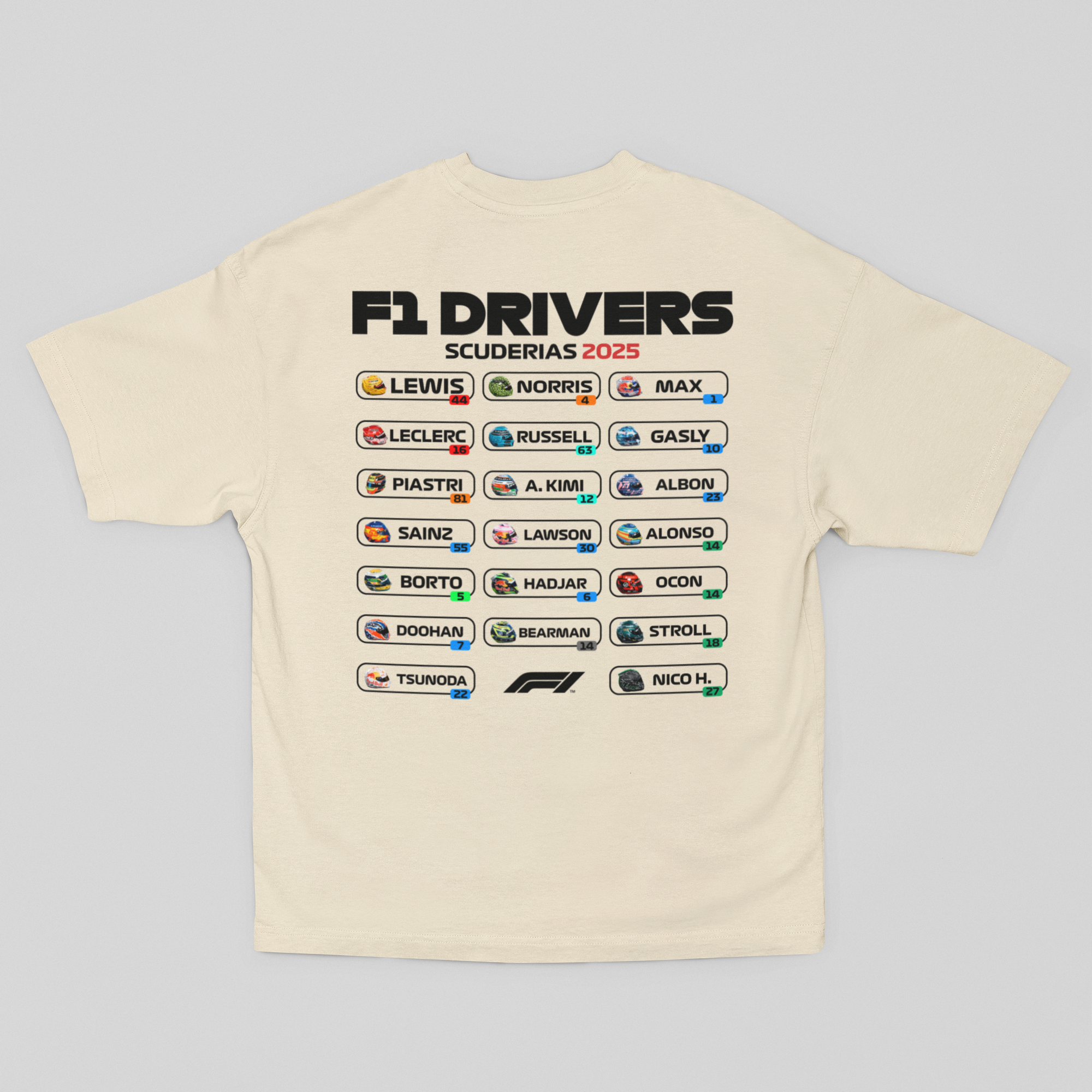 Camiseta Oversized Formula 1 Drivers - GTSO51
