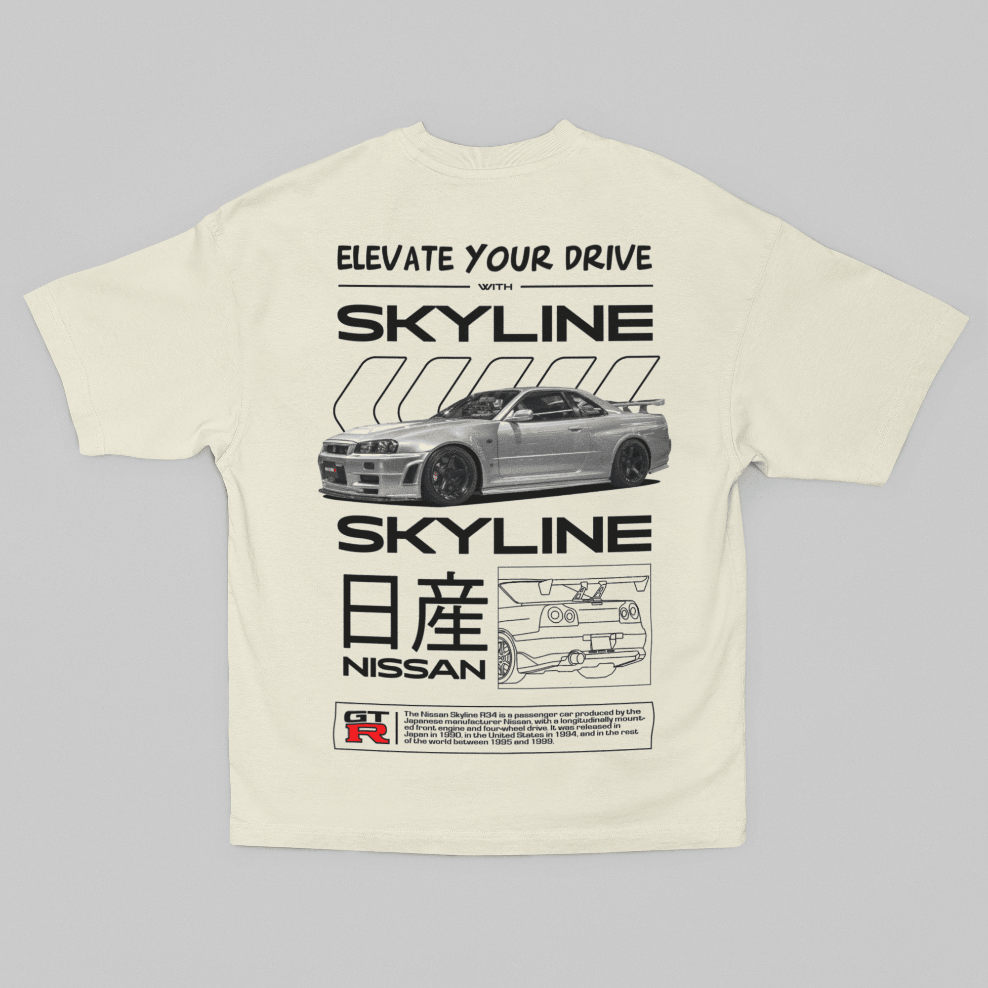 Camiseta Oversized Nissan Skyline - GTSO8 - Loja GTS Customs