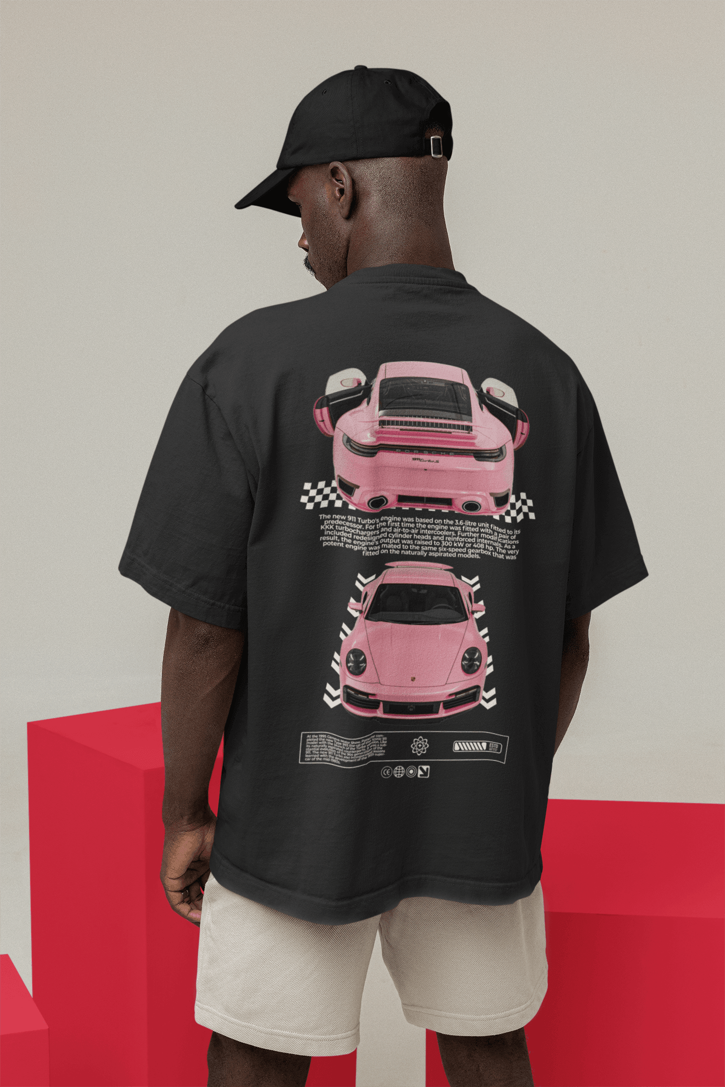 Camiseta Oversized Porsche 911 Turbo Pink - GTS64 - Loja GTS Customs