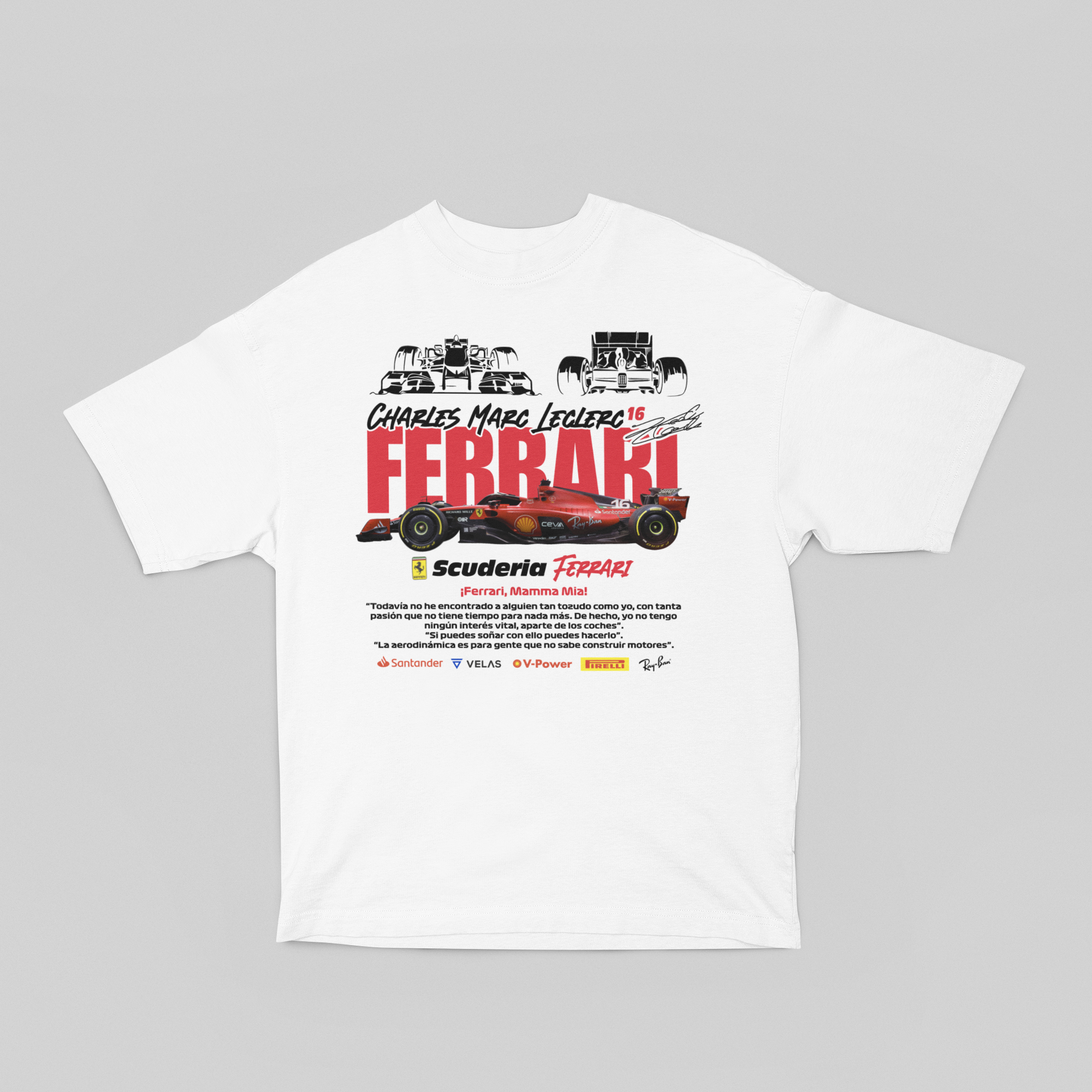 Camiseta Oversized Leclerc 16 Ferrari - GTSO61