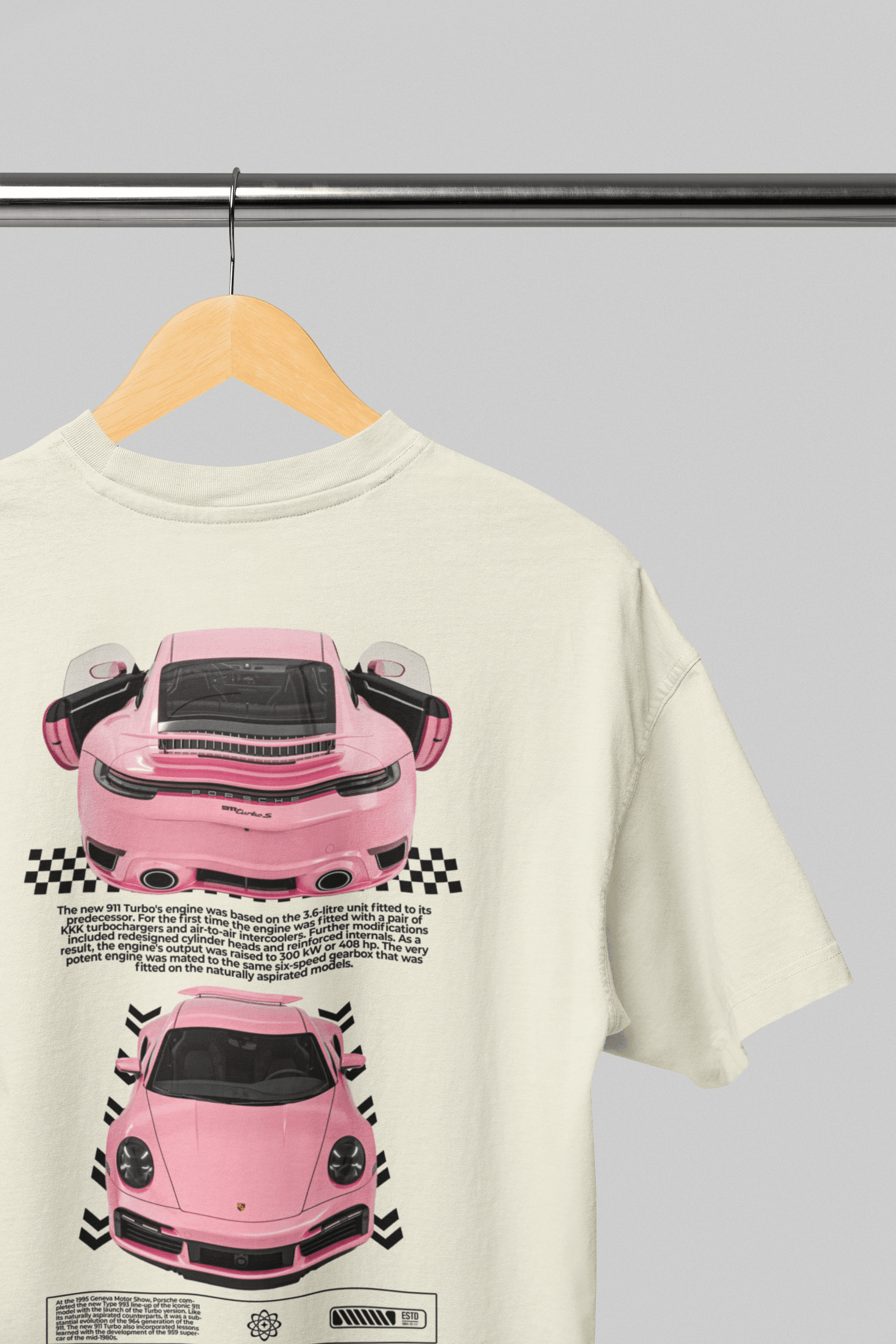 Camiseta Oversized Porsche 911 Turbo Pink - GTS64 - Loja GTS Customs