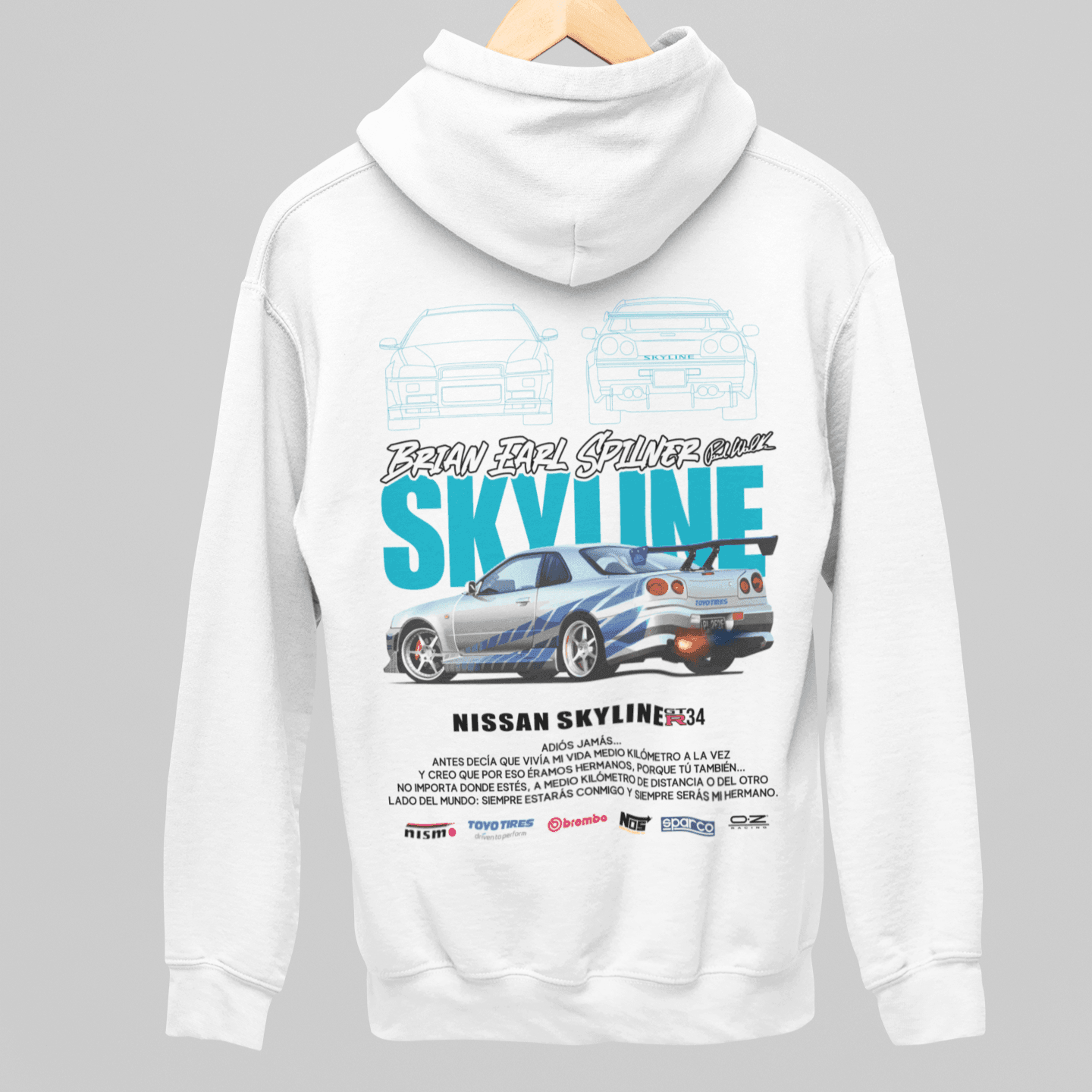 Moletom Com Capuz Nissan Skyline GT-R R34 do Brian - GTSC3 - Loja GTS Customs