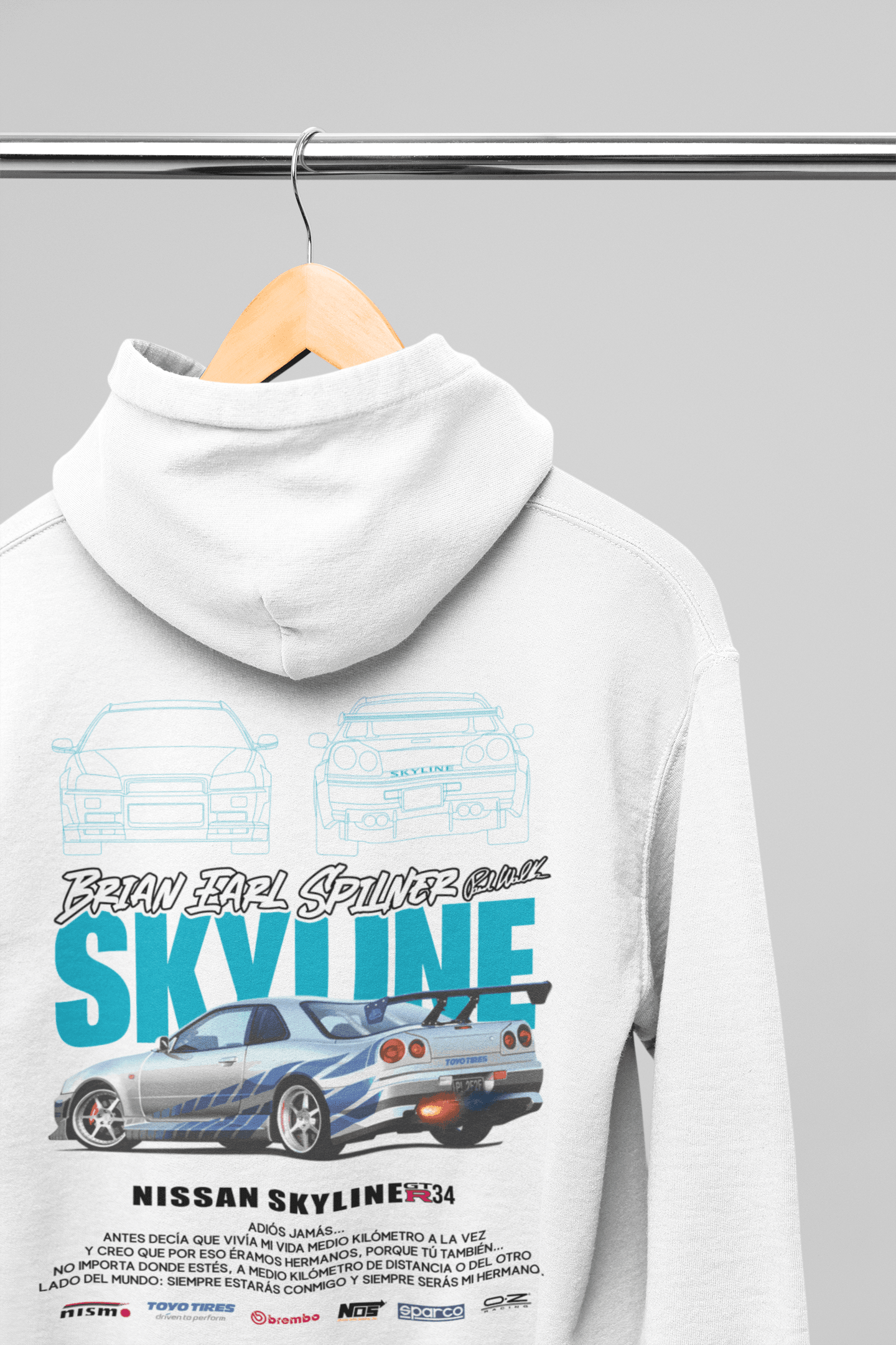 Moletom Com Capuz Nissan Skyline GT-R R34 do Brian - GTSC3 - Loja GTS Customs